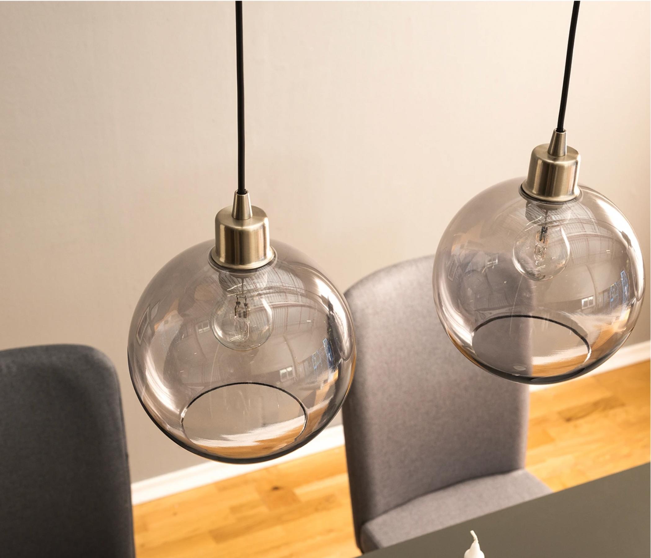 Pendant lamp Elven II Iron / Glass 3-lamp