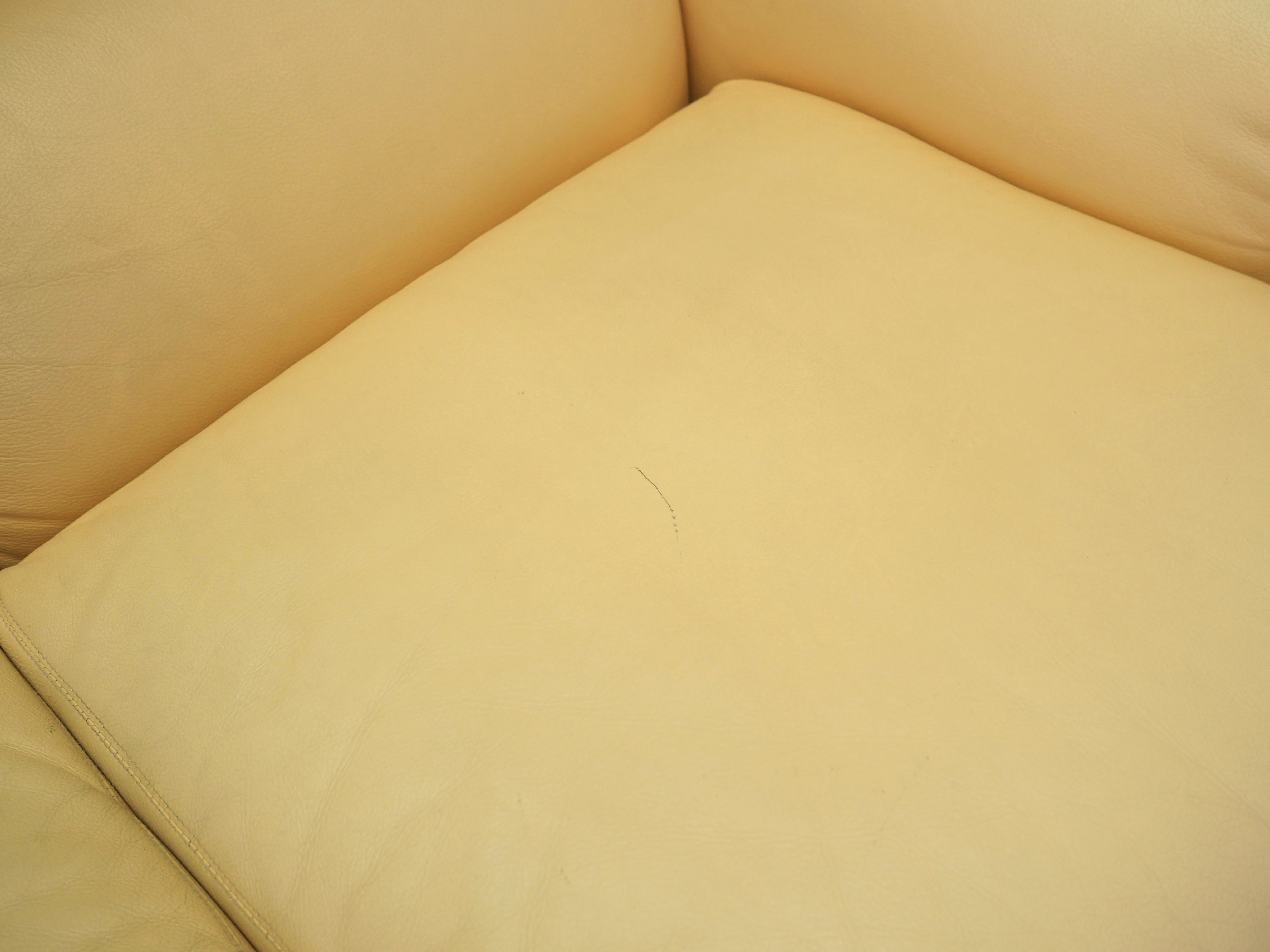 Sofa Leder Creme 1960er Jahre