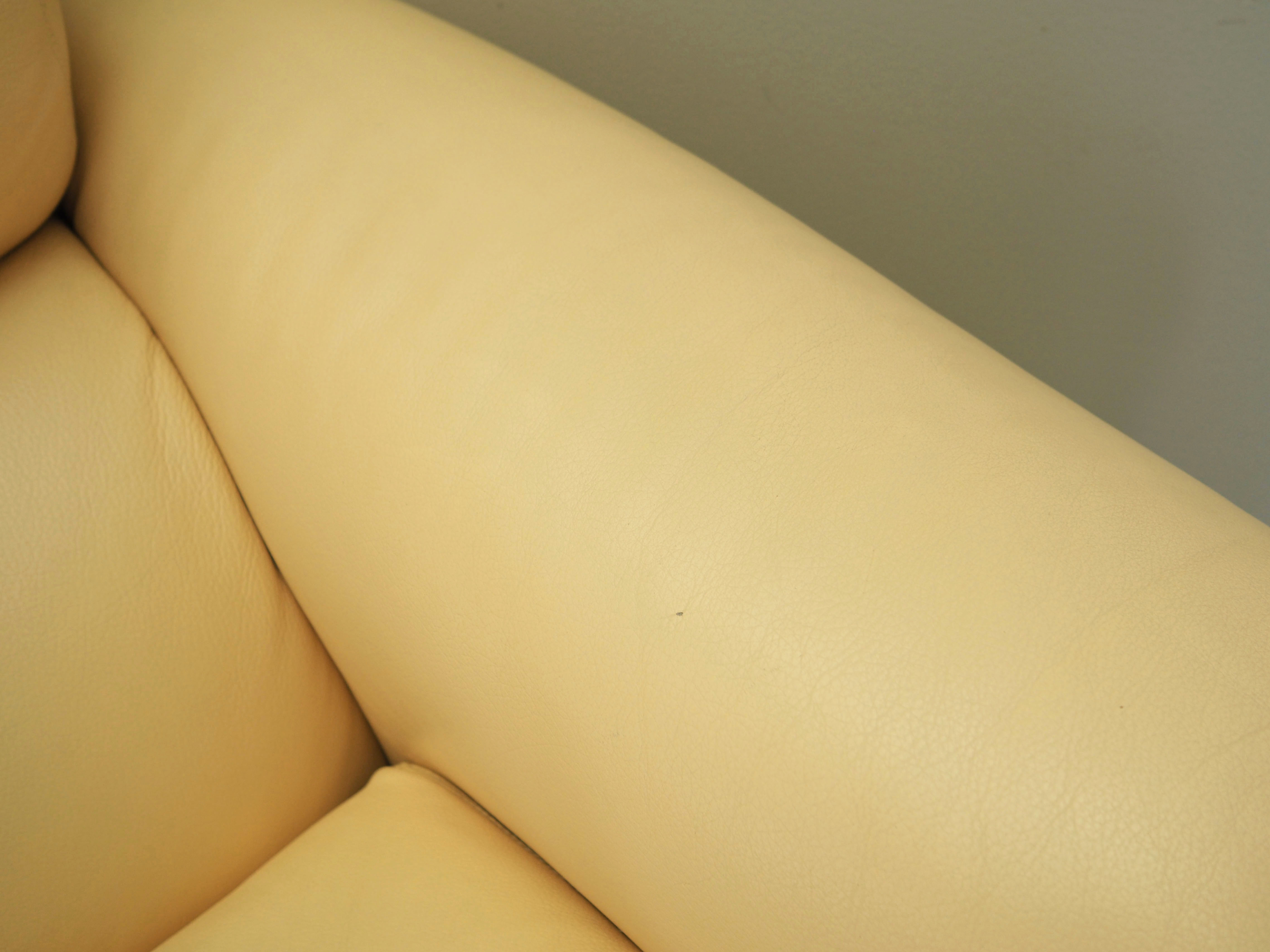 Sofa Leder Creme 1960er Jahre