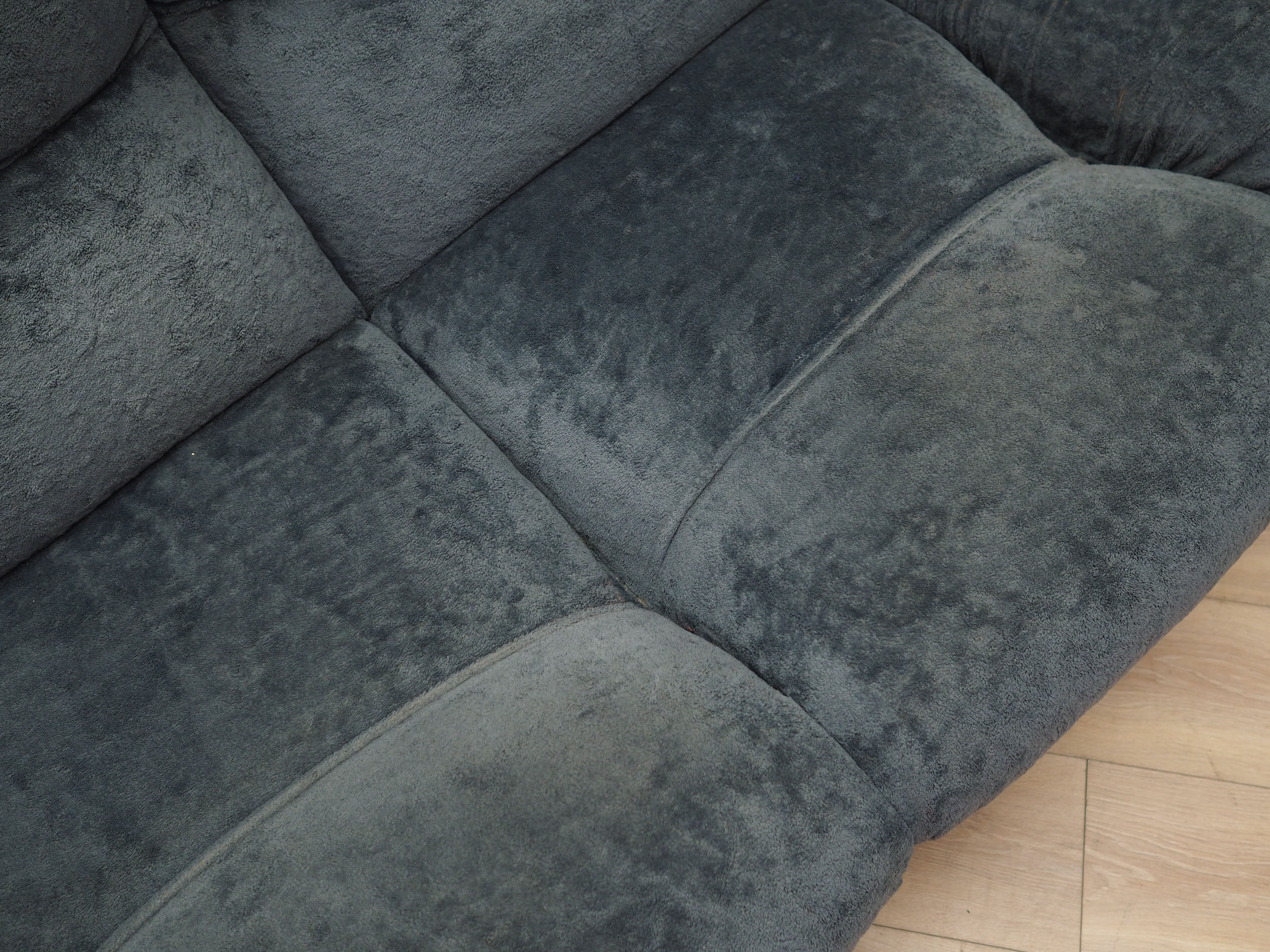 2-Sitzer Sofa Velours Blau 1970er Jahre
