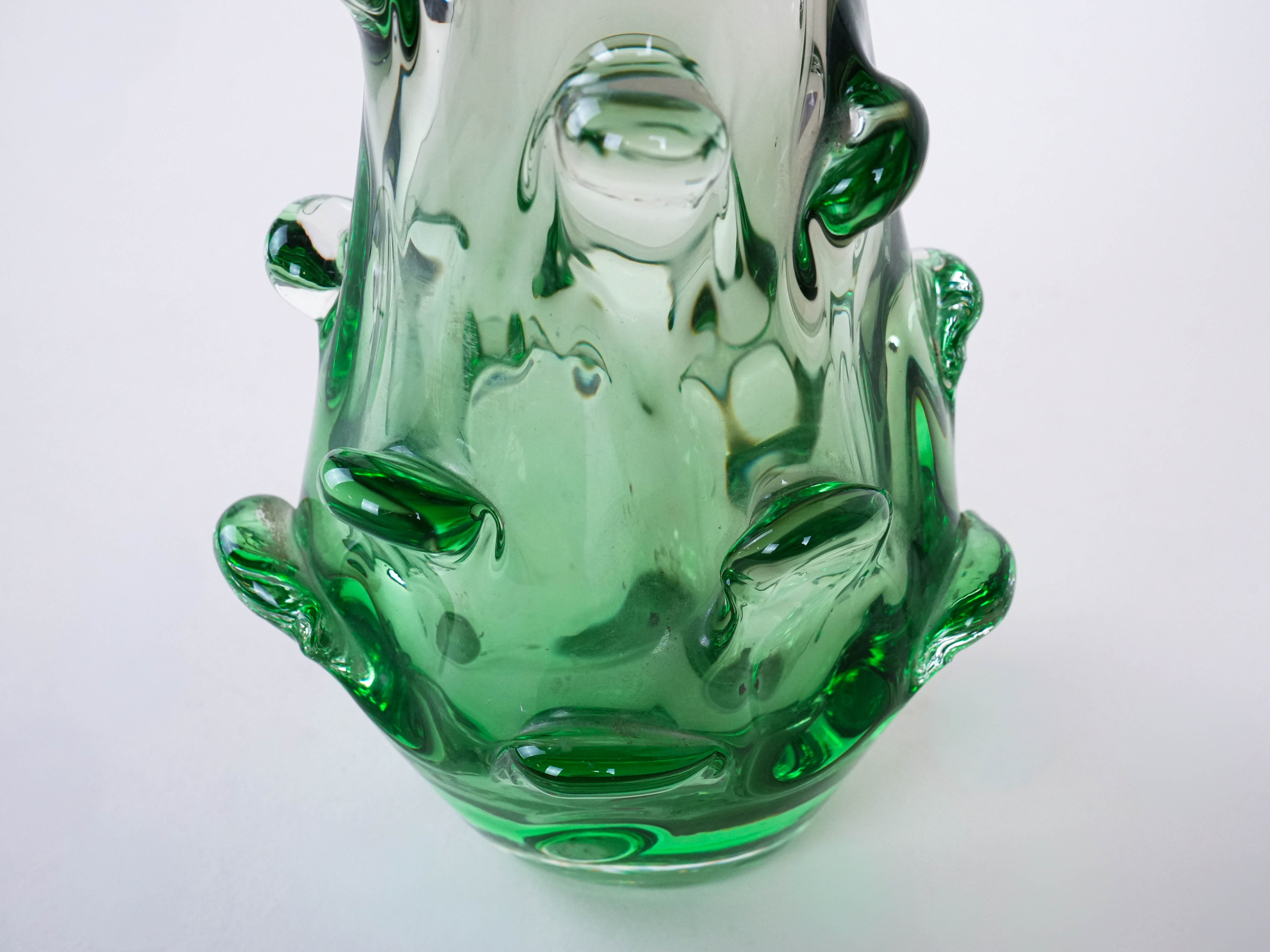 Vase Muranoglas Grün 1960er Jahre