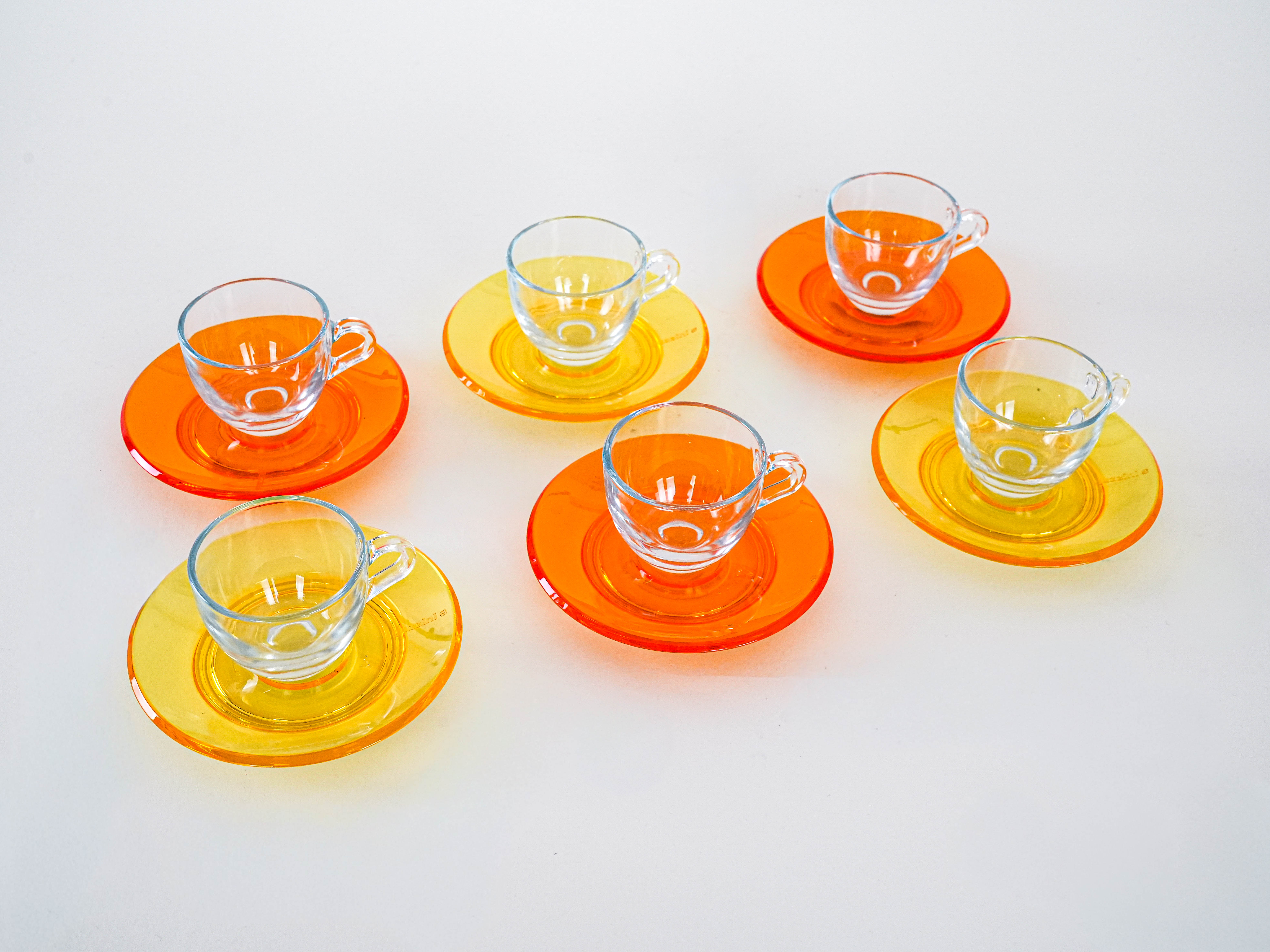 Glastassen-Set Mehrfarbig 1970er Jahre