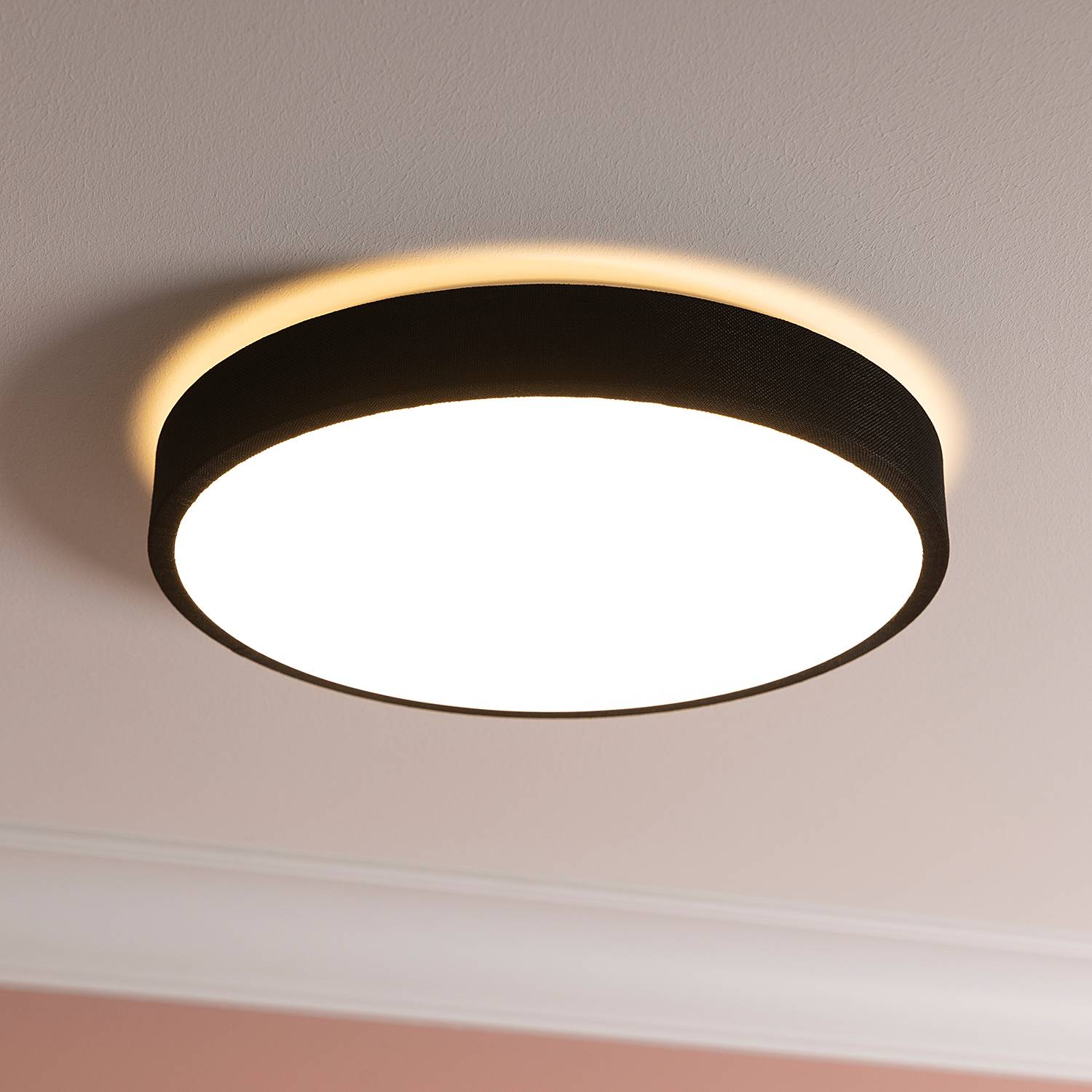 LED ceiling lights Filiz 1-bulb mixed fabric black
