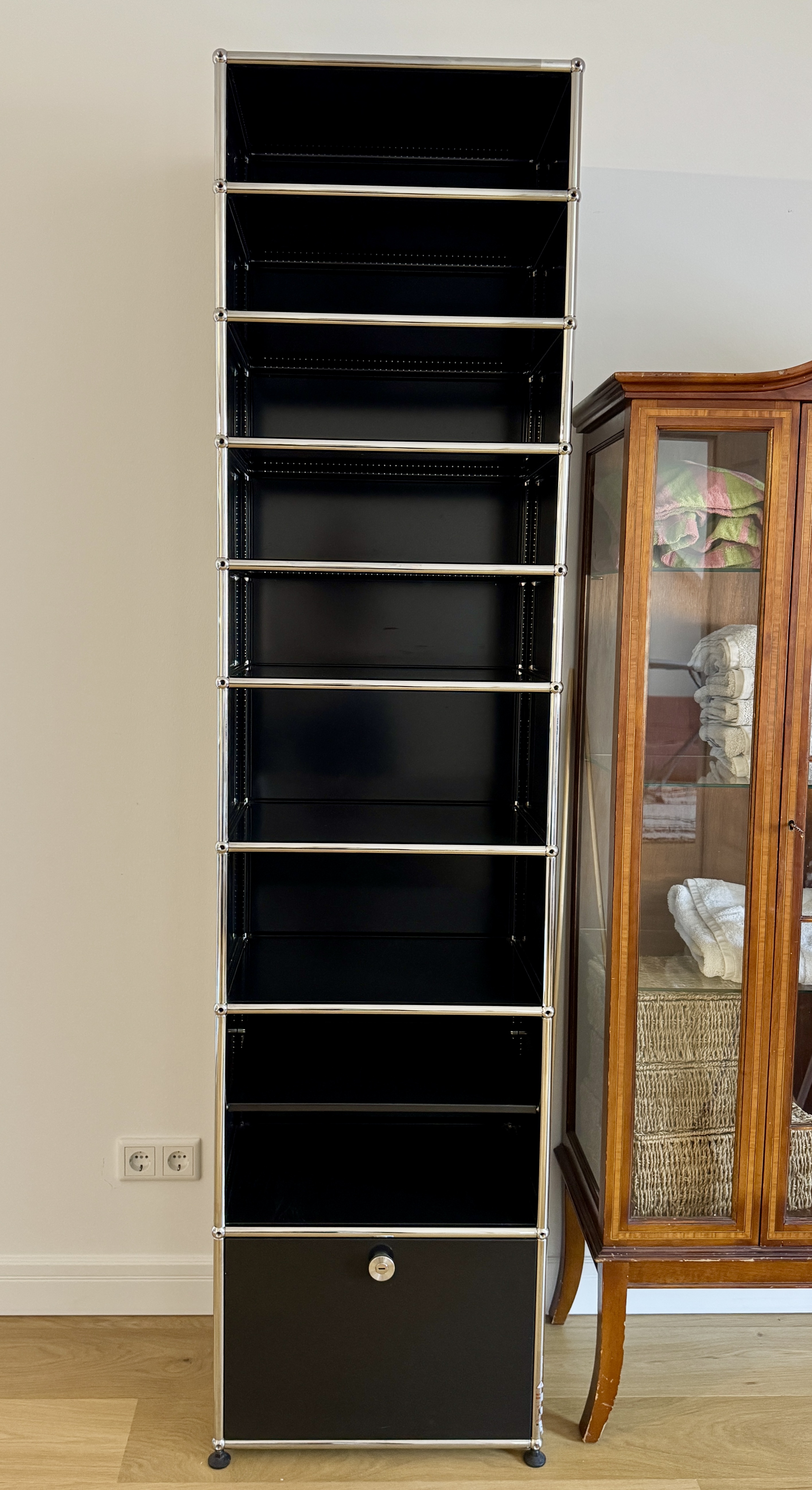 Tower Storage Unit Shelf Metal Black
