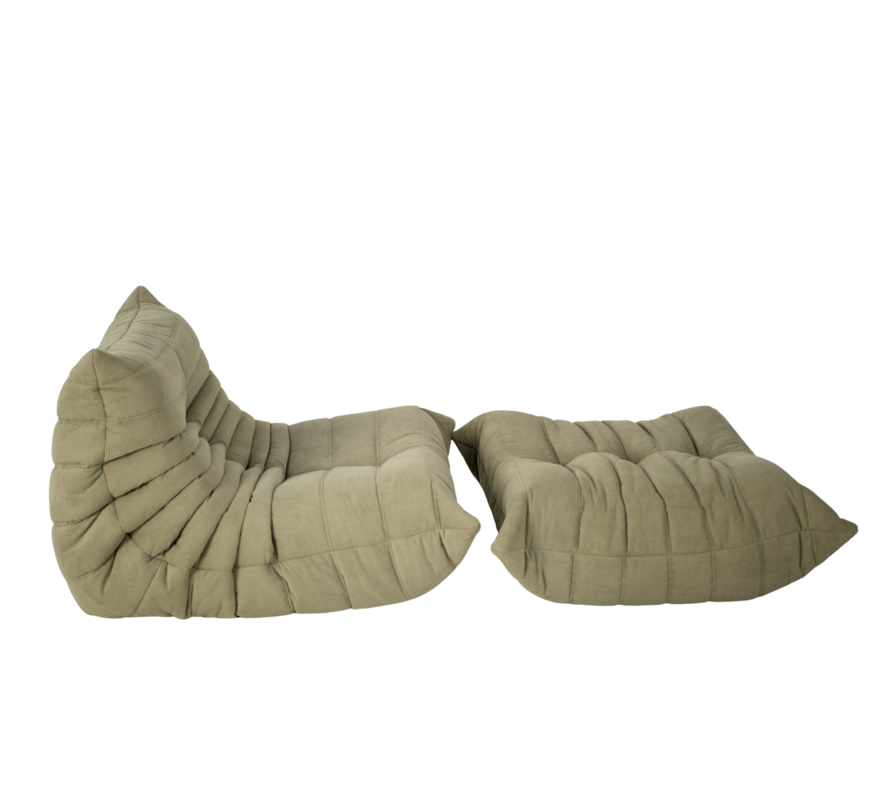Togo Sessel und Ottoman Set Cord Salbeigrün