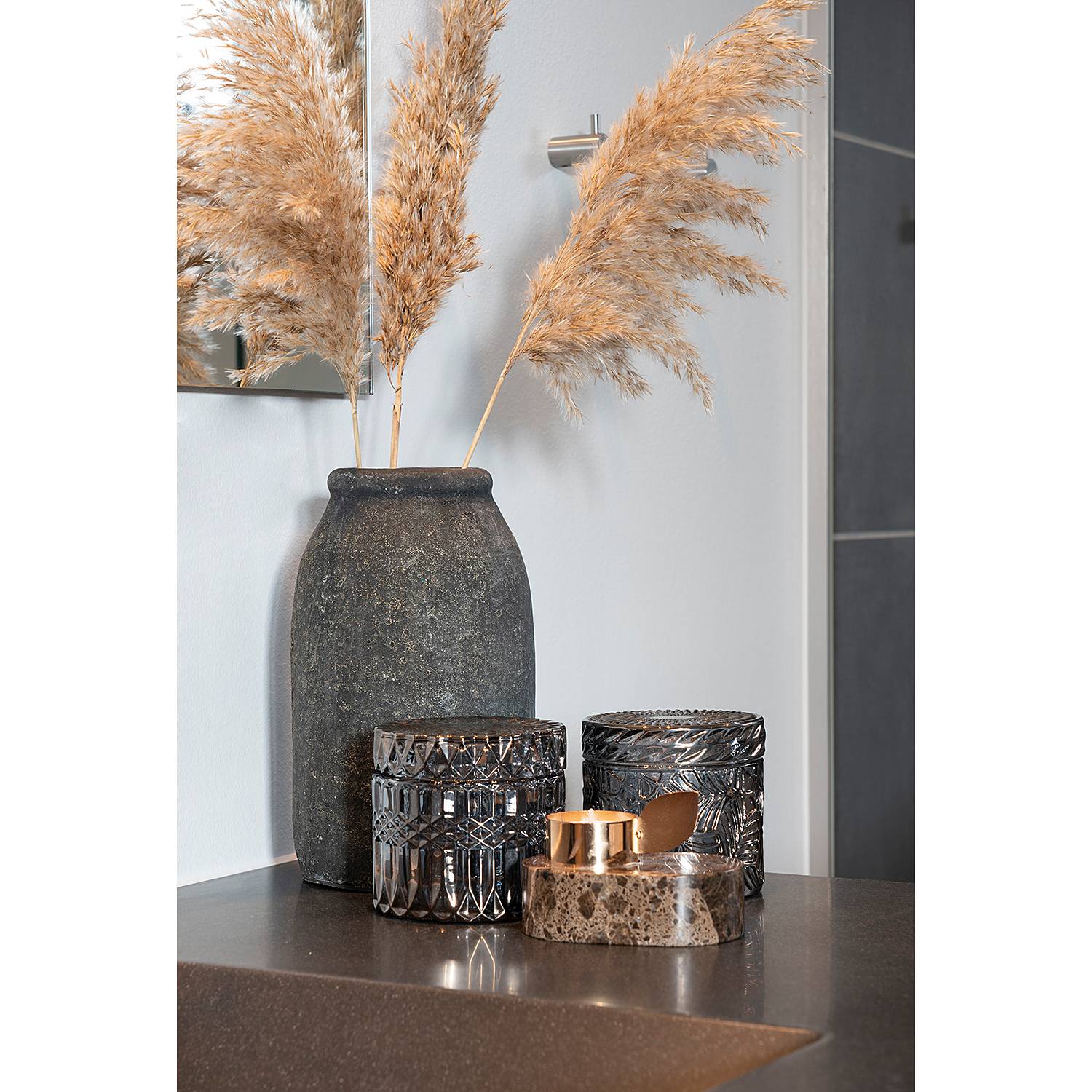 Tealights Banfield Set of 2 Glass Grey
