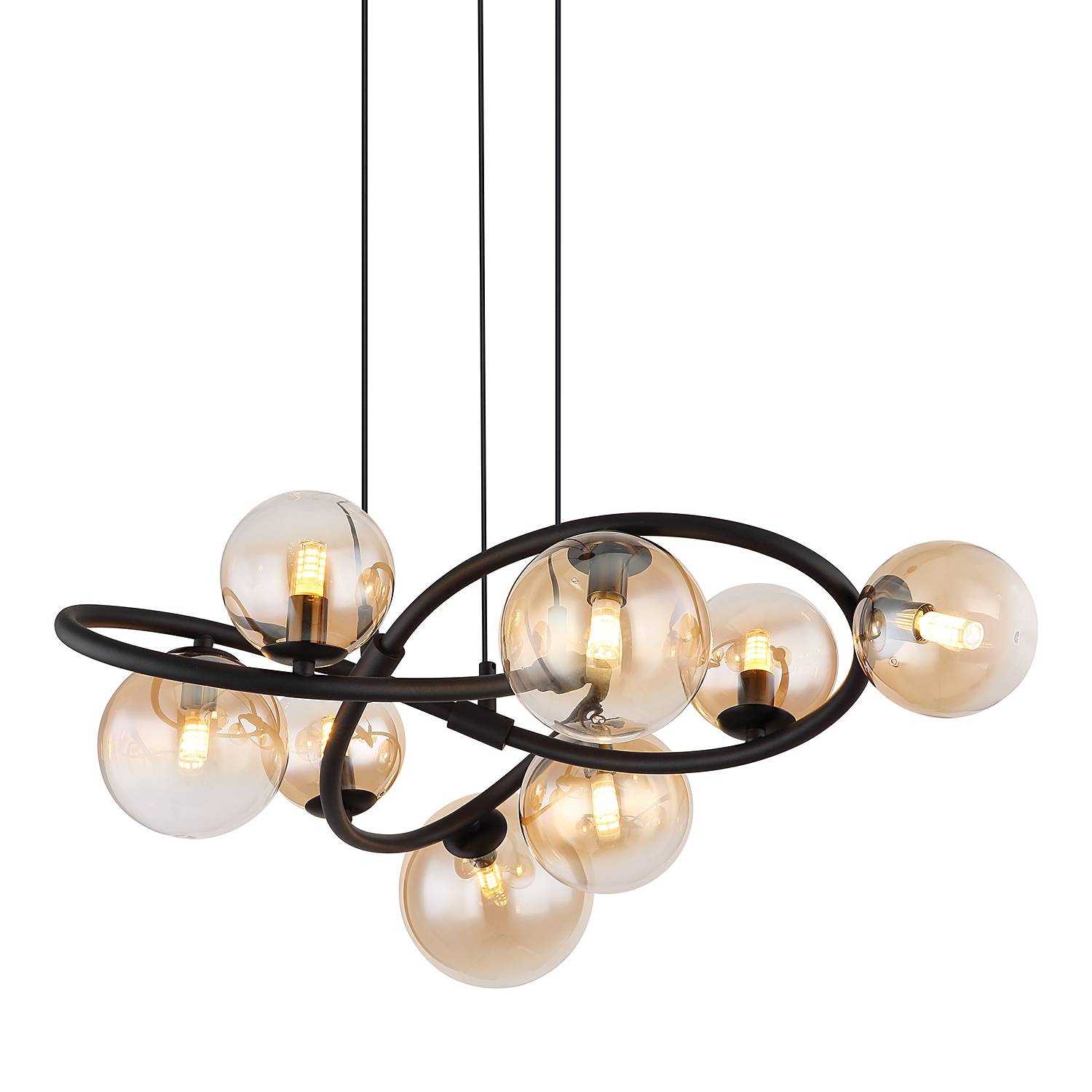 Tuberius LED-Pendelleuchte 8-flammig Farbglas Eisen