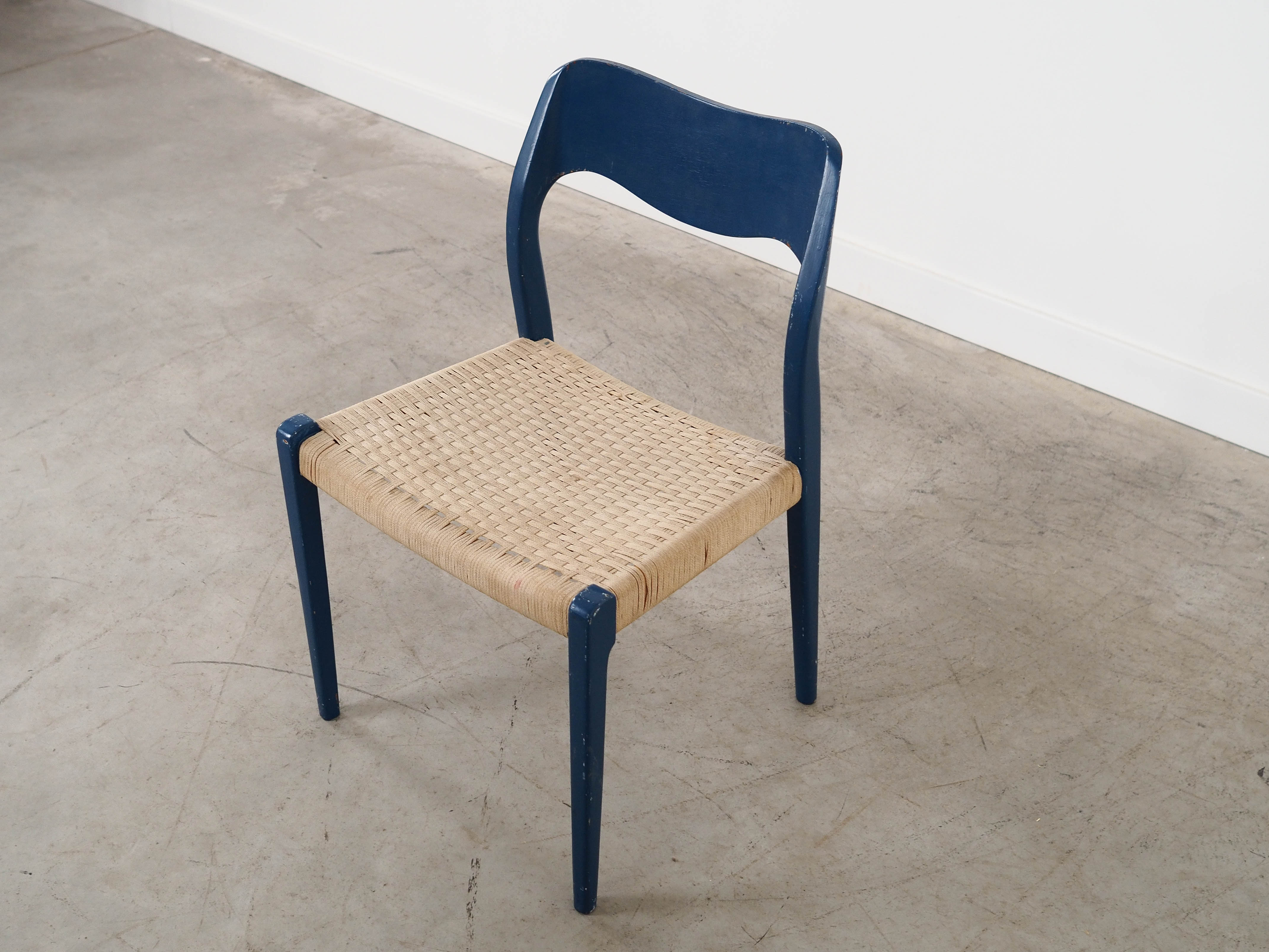 Blauer Teakholz-Stuhl 1960er Jahre