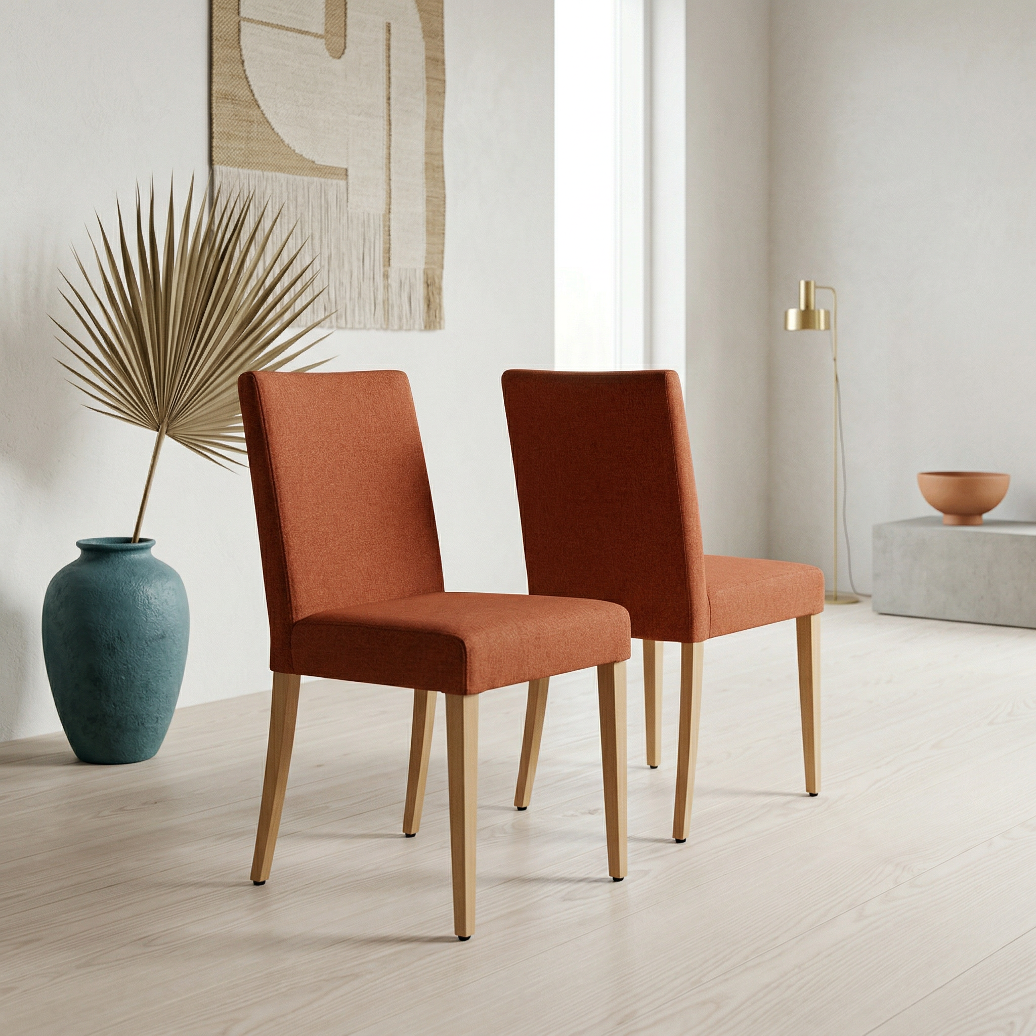 2x Florence Chair Wood Textile Red