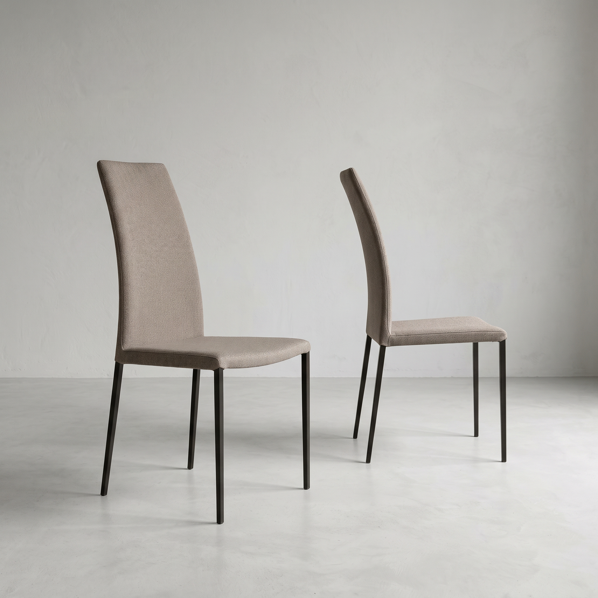 2x Miss Chair Metal Textile Taupe