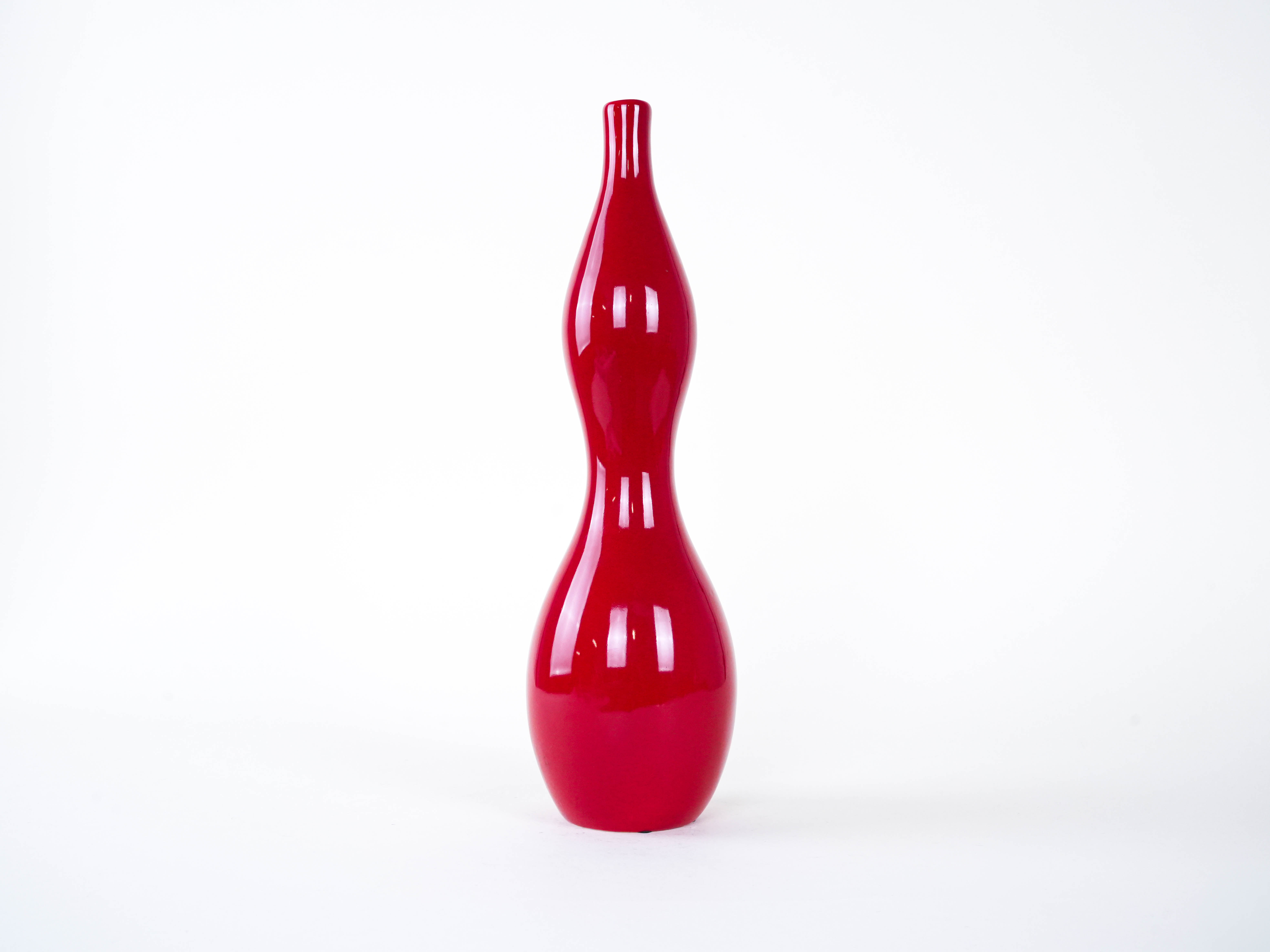 Keramikvase 1970er Jahre Rot