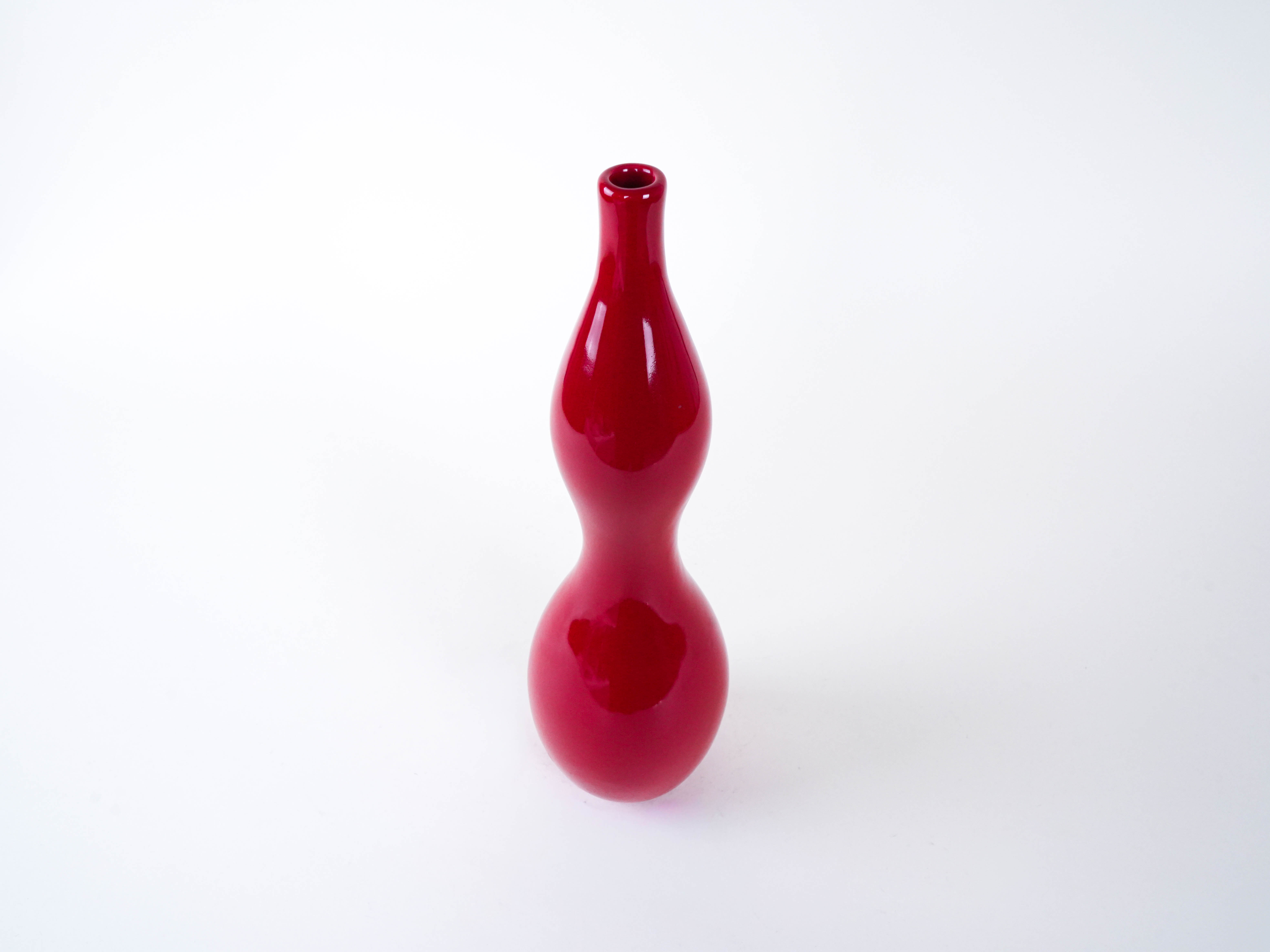 Keramikvase 1970er Jahre Rot