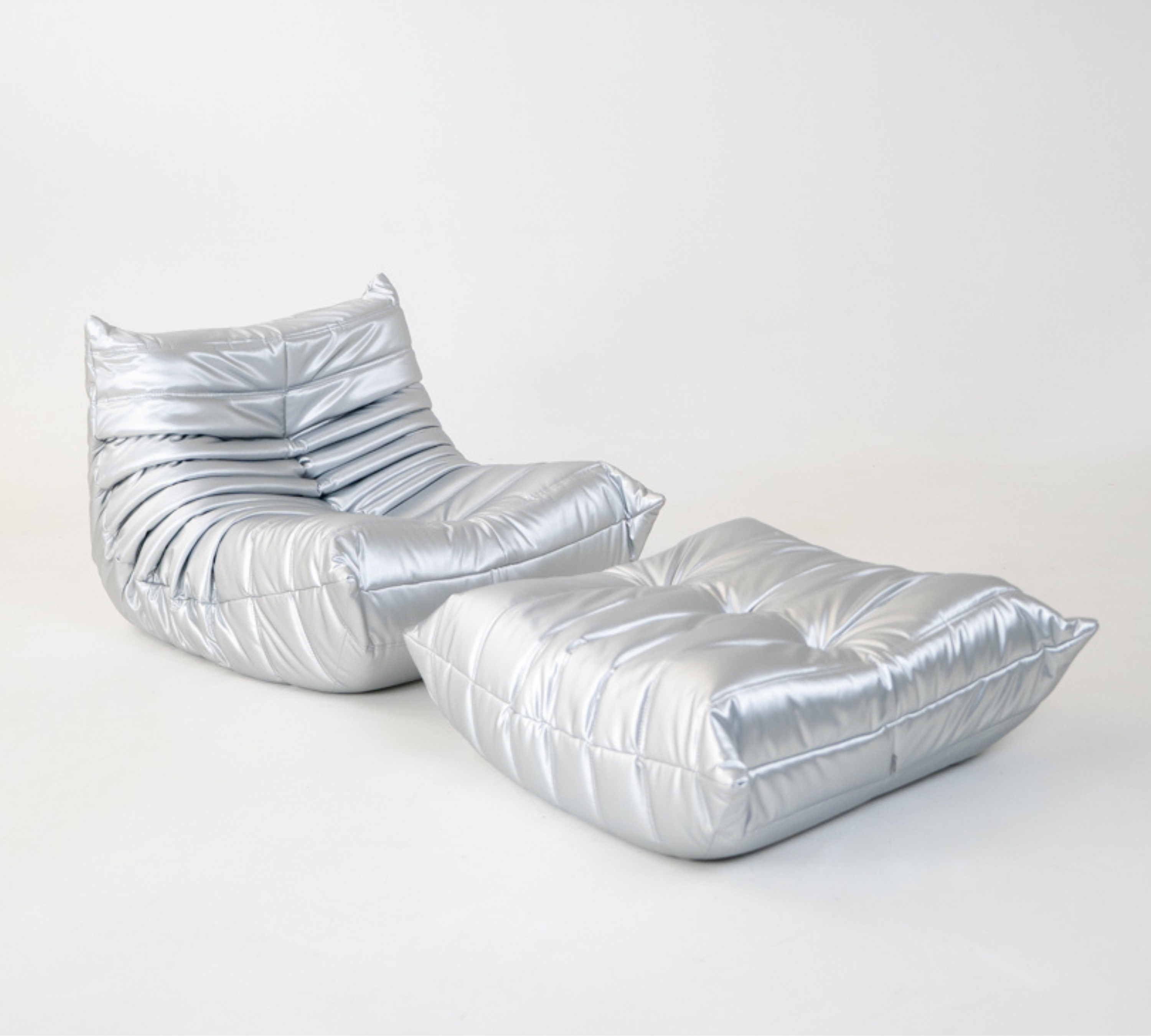 Togo Sessel und Ottoman Set Kunstleder Space Grau