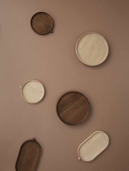 Inka Tray Round Groß Eiche Braun