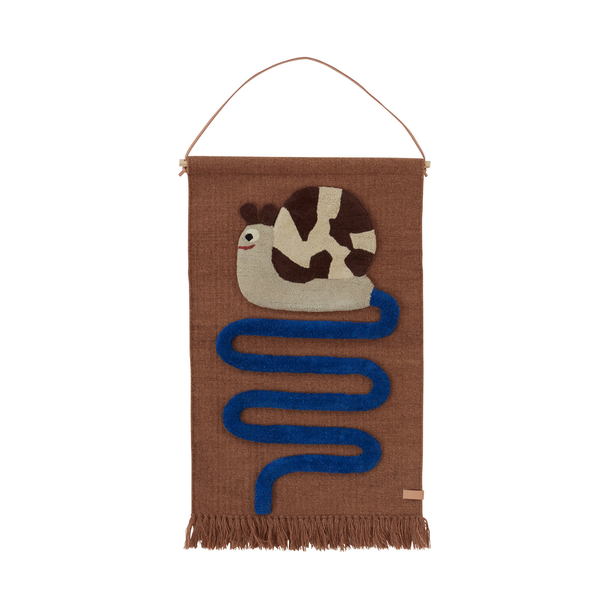 Sally Snail On The Way Wandteppich Wolle Blau