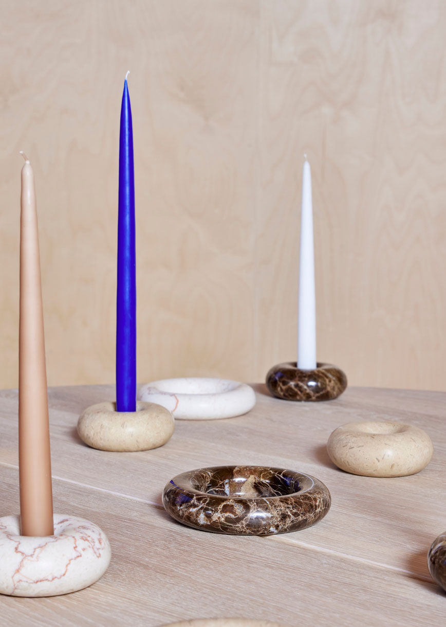 Savi Kerzenständer Groß Marmor Beige