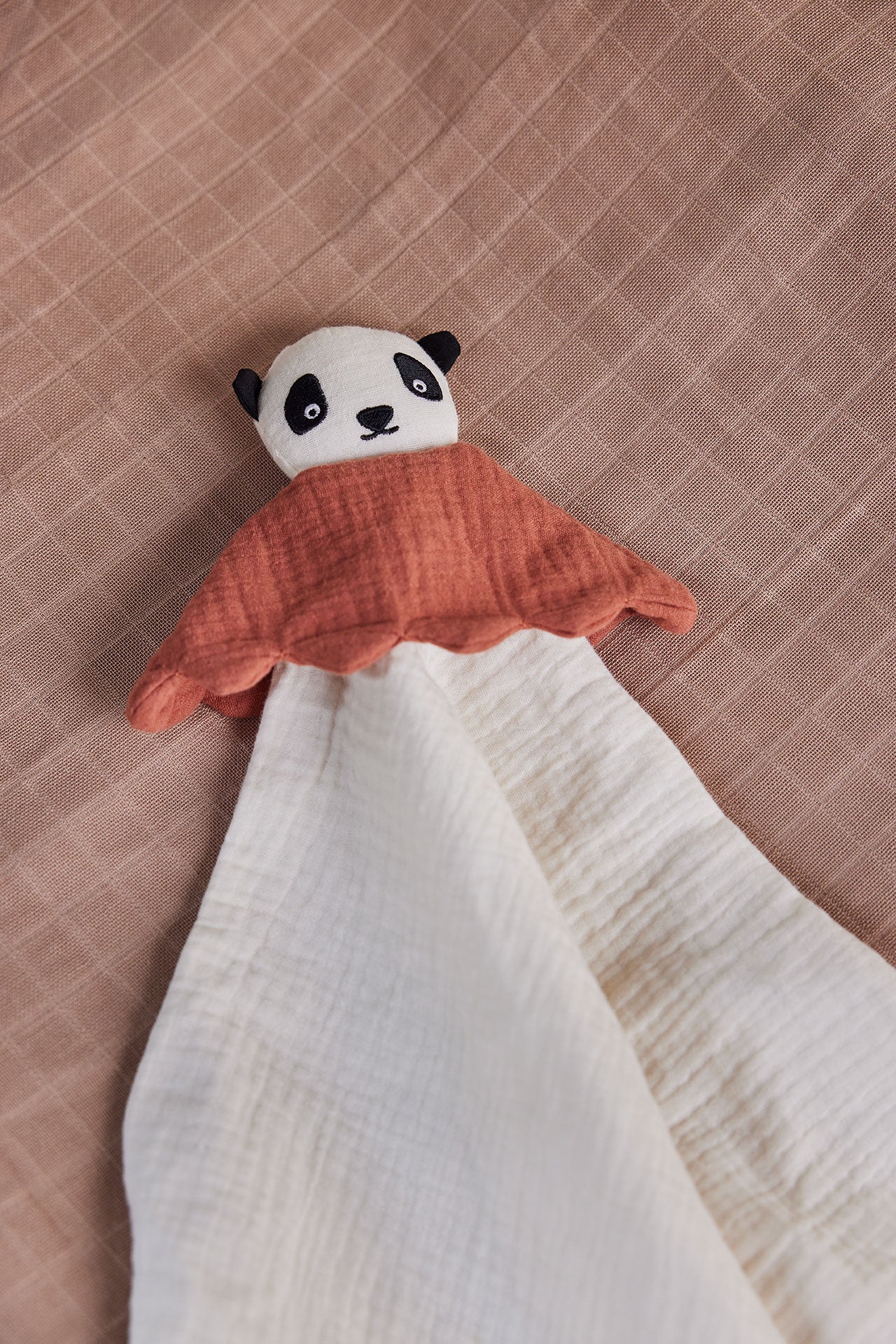 Lun Lun doudou panda in cotone biologico bianco