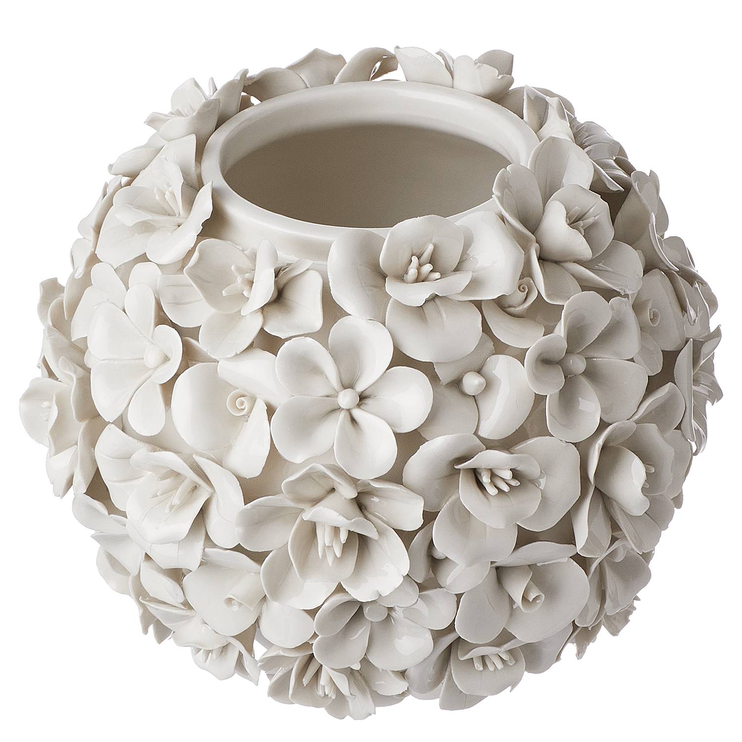 Vase BOUQUET Blumen Steingut Creme