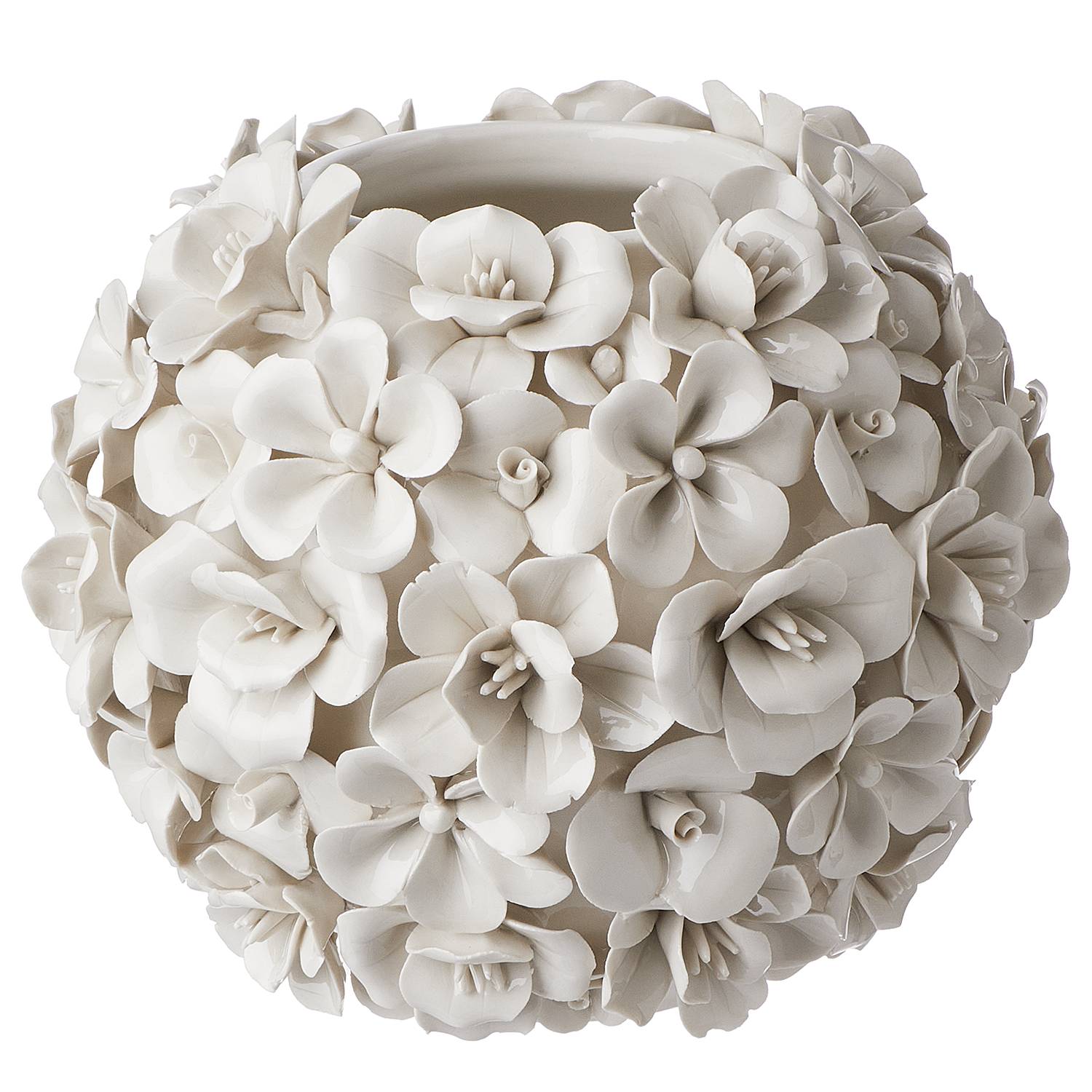 Vase BOUQUET Blumen Steingut Creme