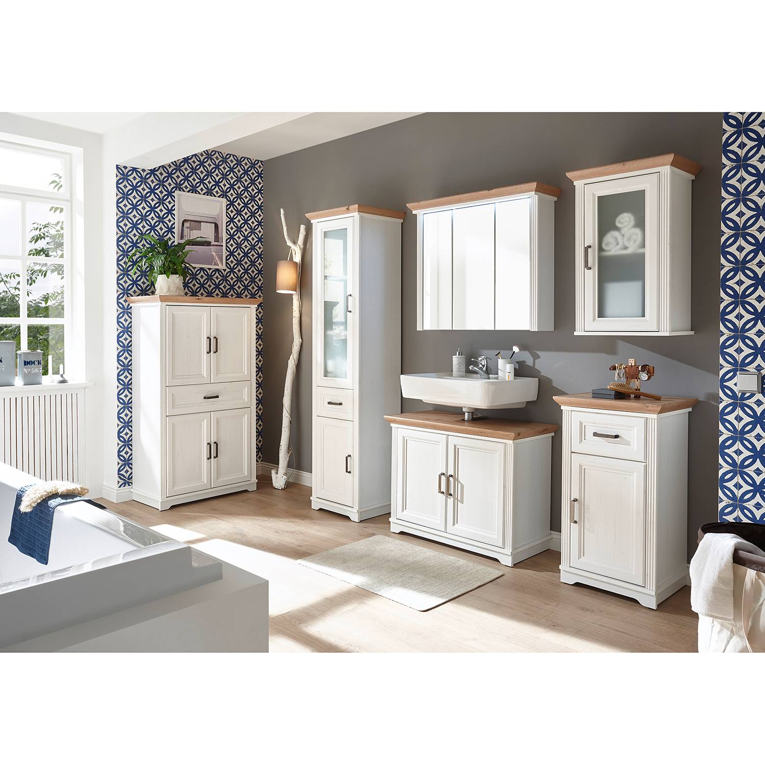 Vanity Unit Jasmund Pine White Decor