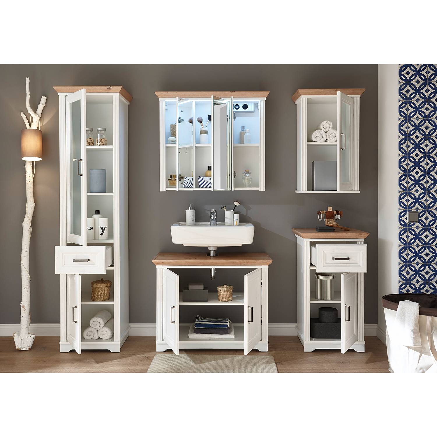 Vanity Unit Jasmund Pine White Decor