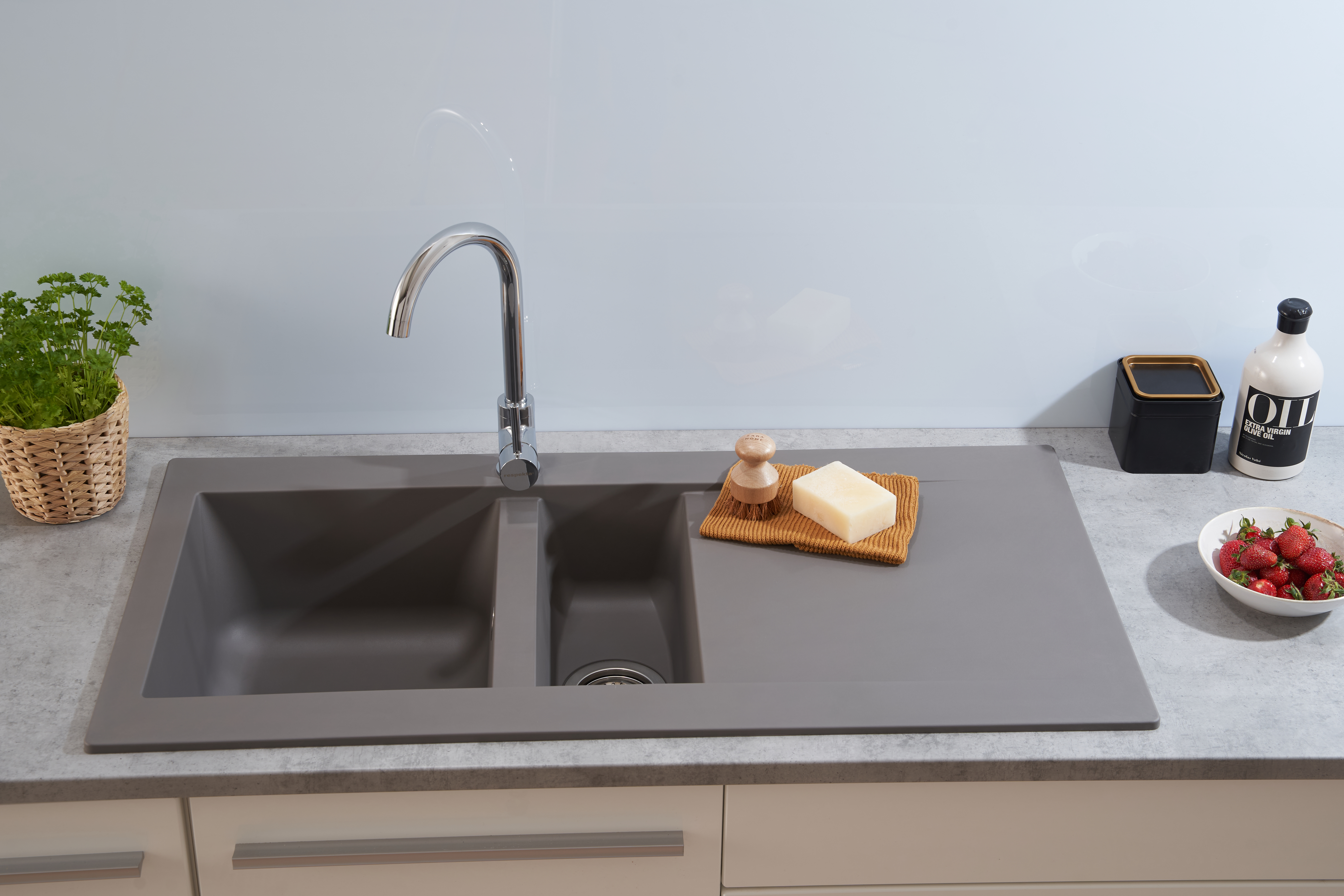 Küchenspüle Denver 2 Becken Grau