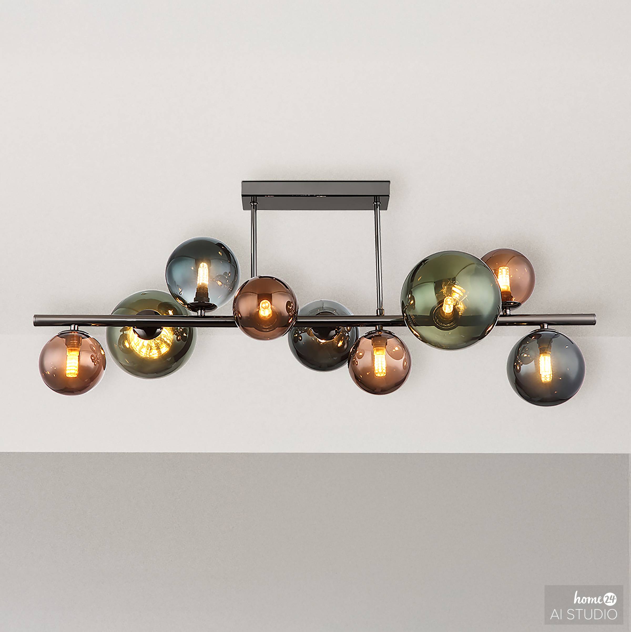 LED-Deckenleuchte Wyral Farbglas / Eisen 9-flammig