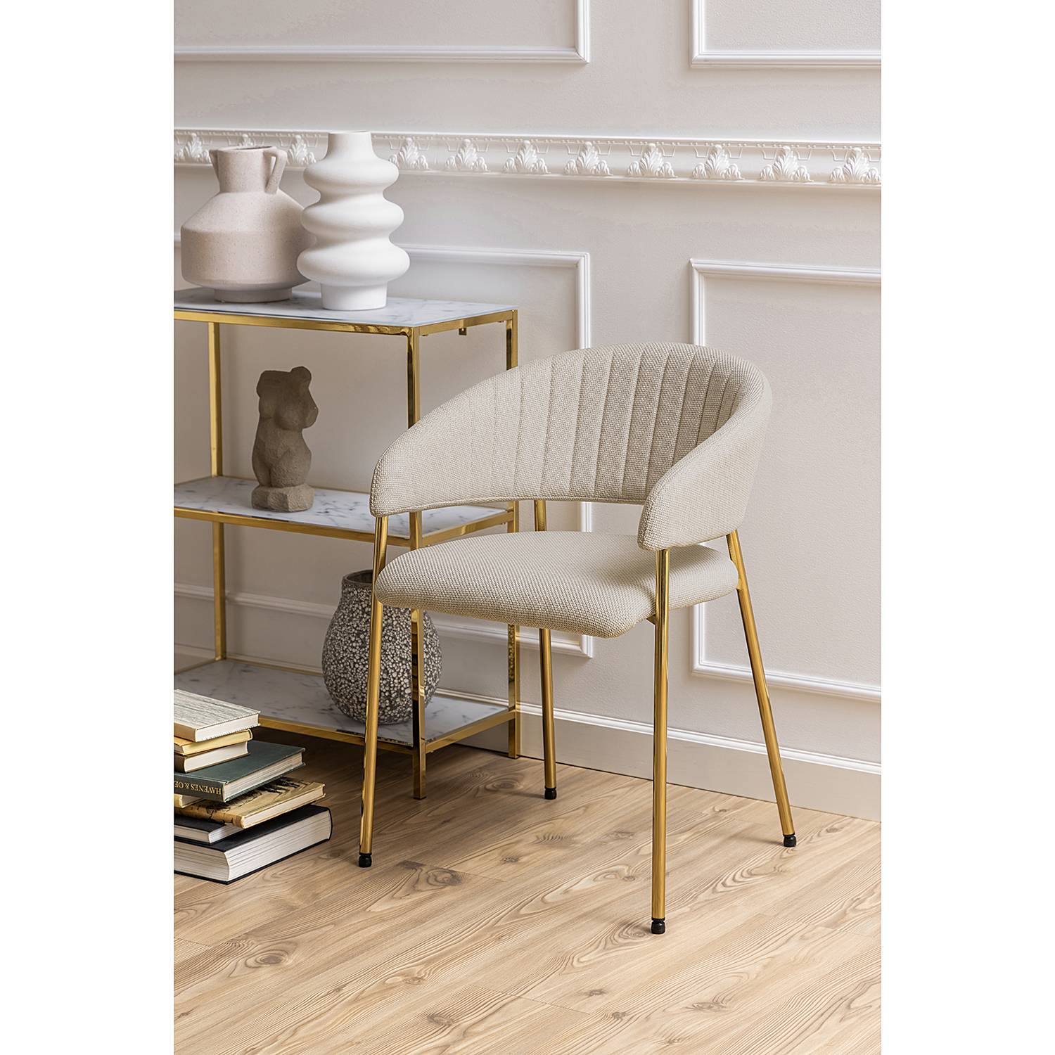 Armchair Shaye Set of 2 Textured fabric / Iron