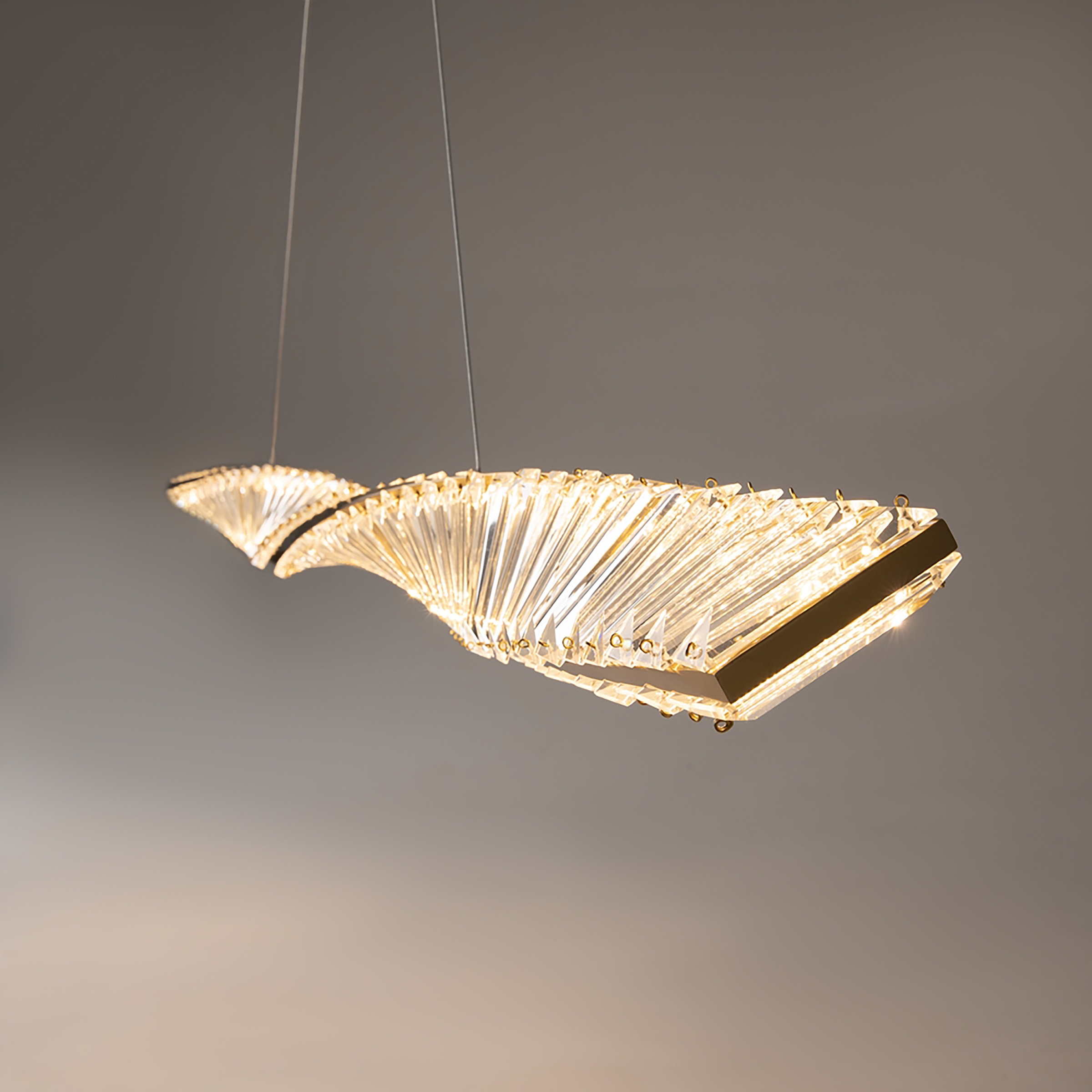 LED-Pendelleuchte Krone Typ B Kristallglas / Mischmetall