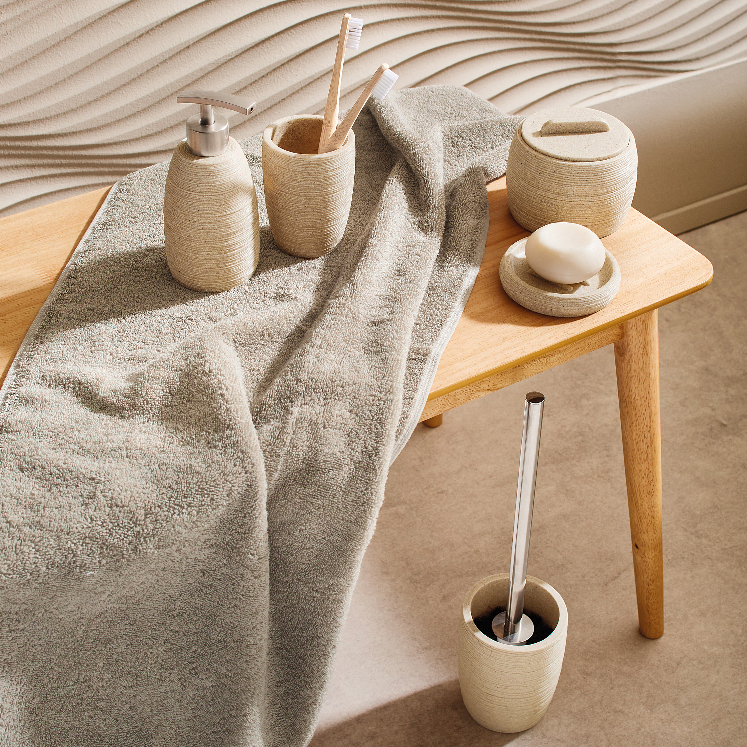 WC-Bürsten-Halter Sand Beige Braun Polyresin 10 x 37 x 10 cm