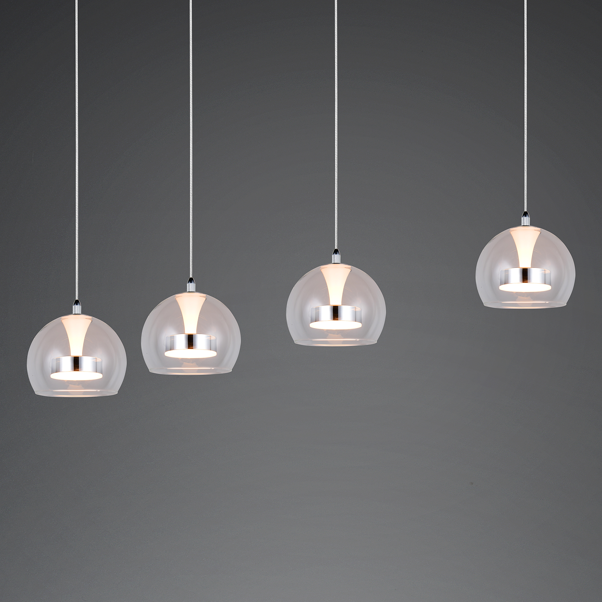 LED-Pendelleuchte Flynt Klarglas / Eisen Flammenanzahl: 4