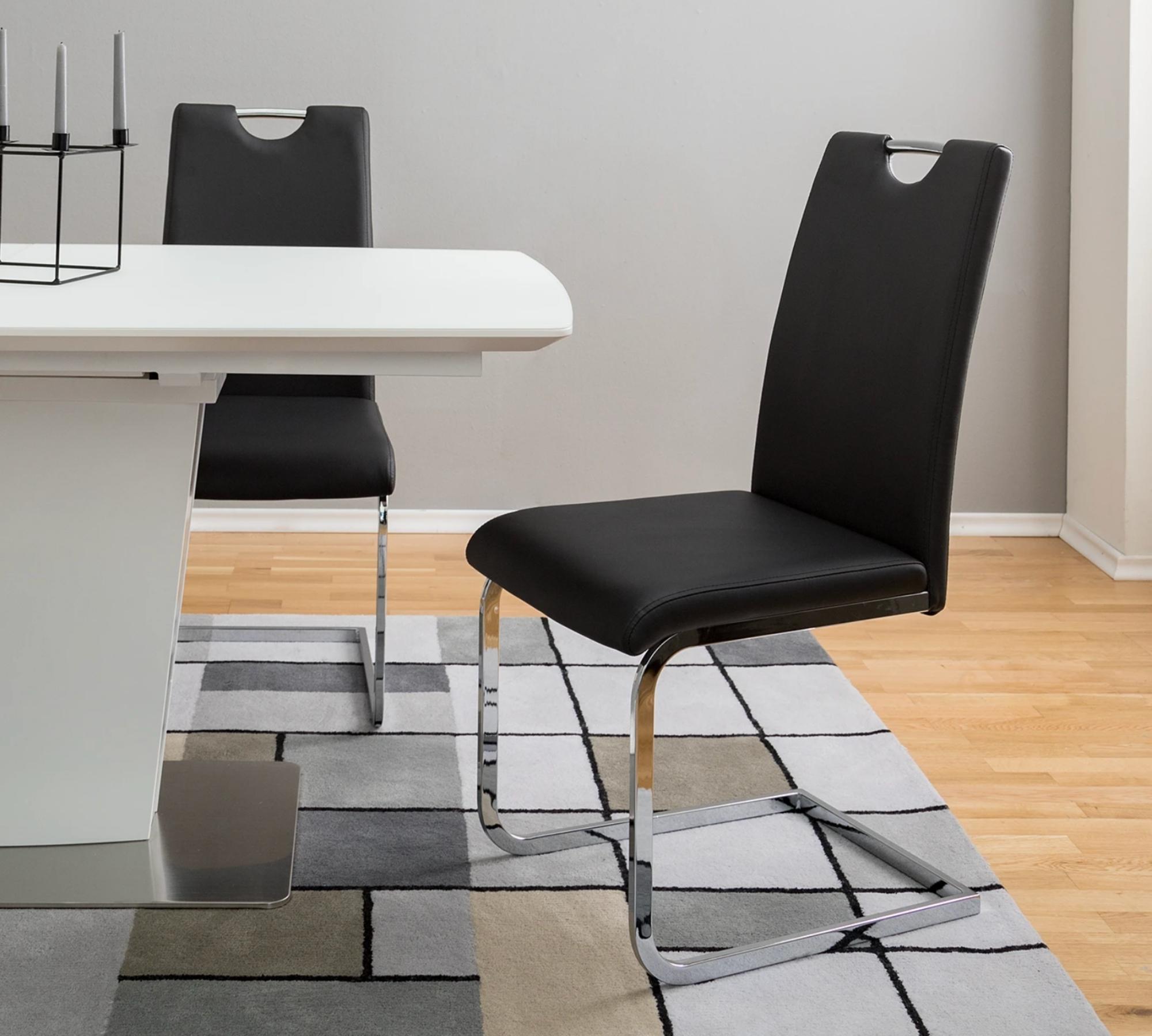 Cantilever chair Pasala faux leather Black set of 2