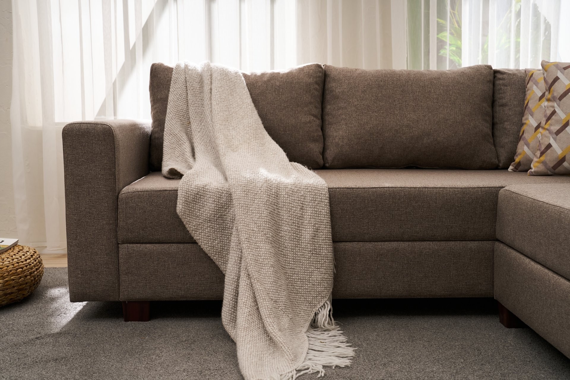 Aly Schlafsofa Récamiere Rechts Baumwolle Braun