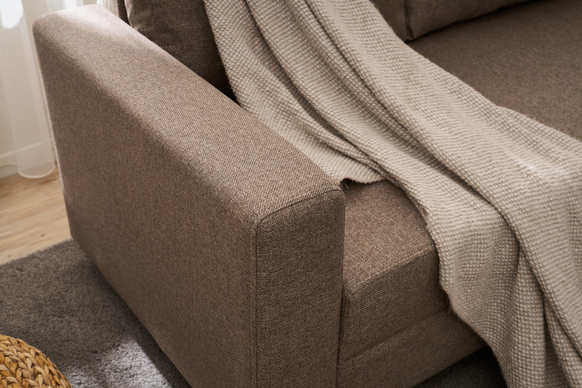 Aly Schlafsofa Récamiere Rechts Baumwolle Braun