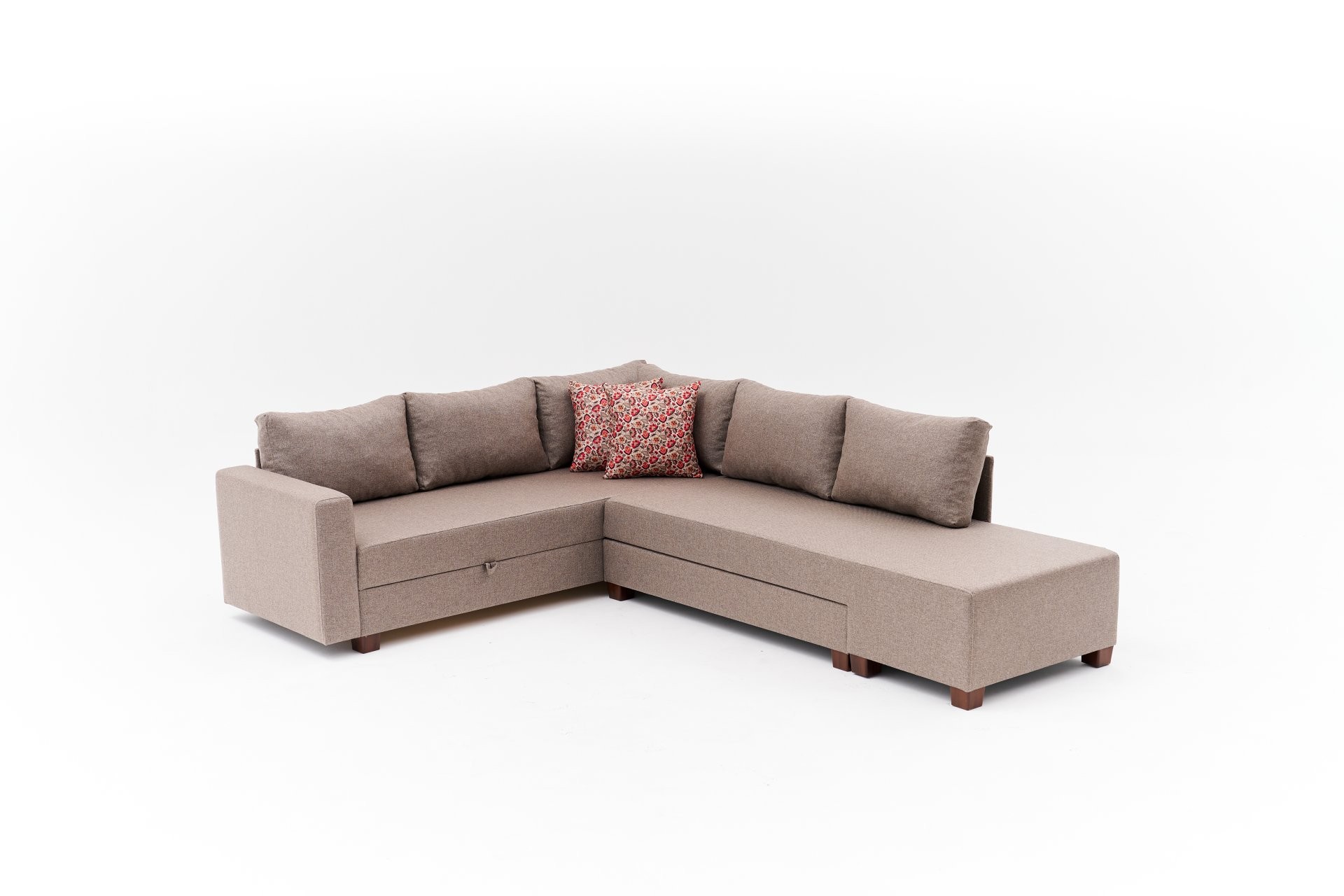 Aly Schlafsofa Récamiere Rechts Baumwolle Braun