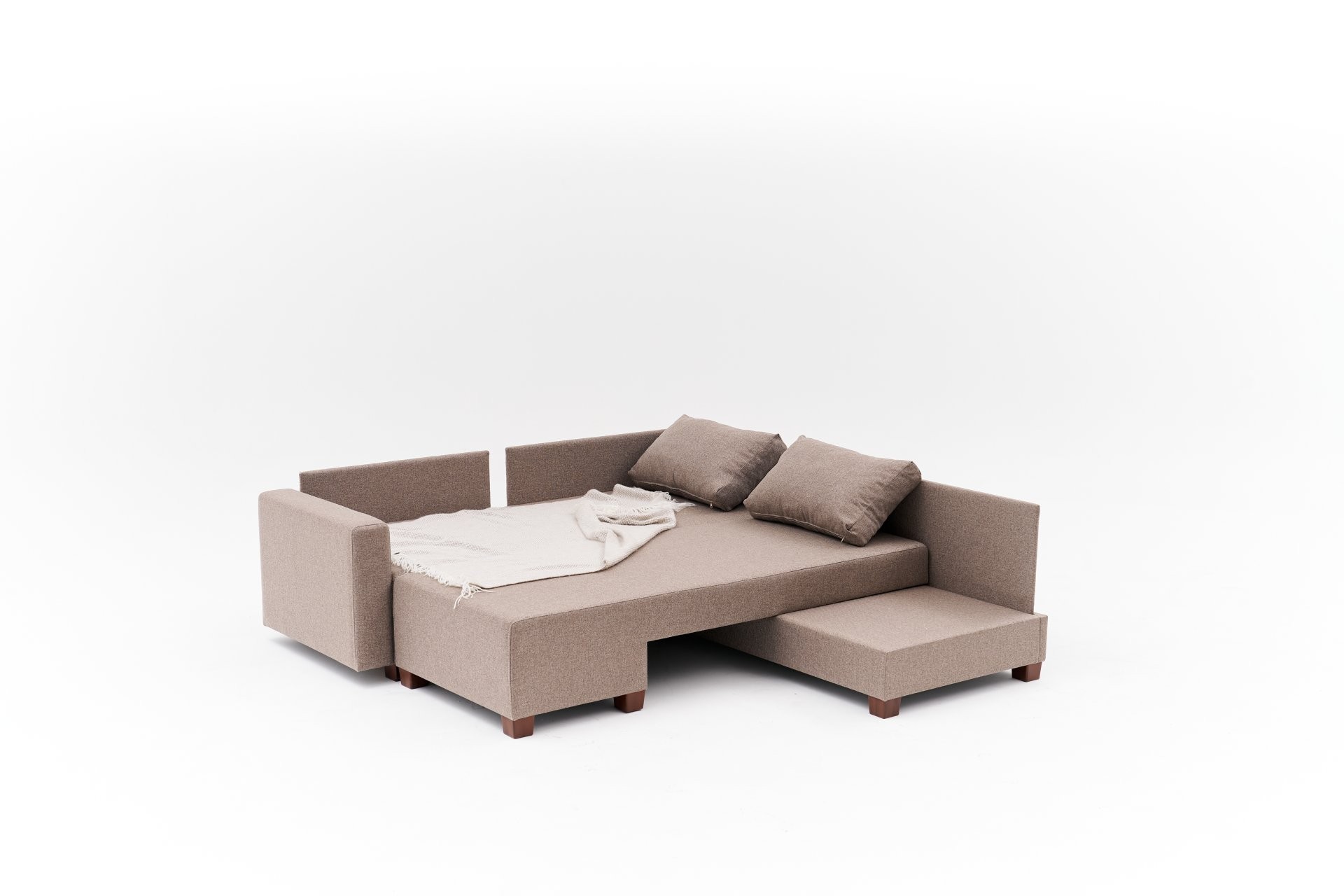 Aly Schlafsofa Récamiere Rechts Baumwolle Braun
