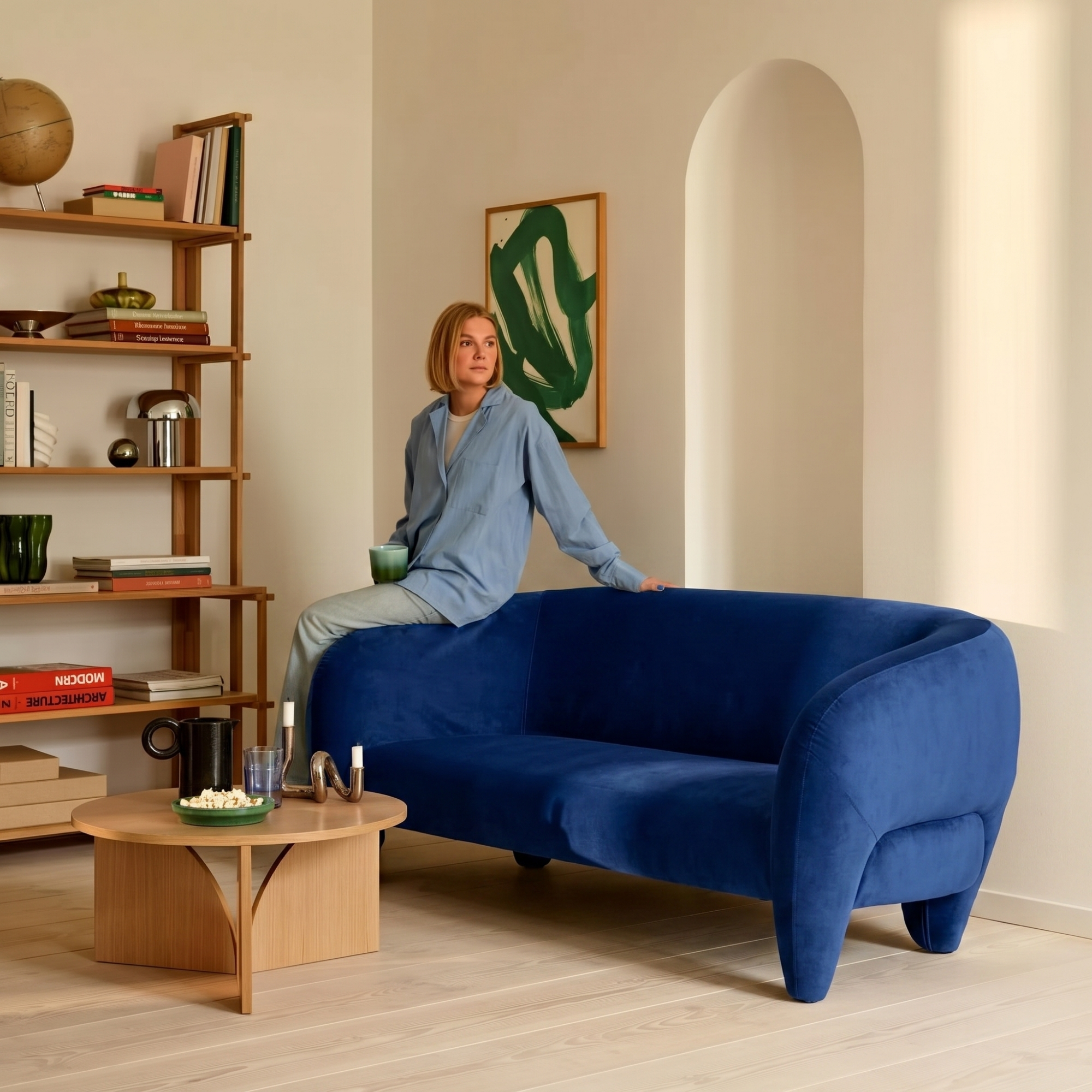 Jill Sofa 2,5-Sitzer Velour Lux Blue