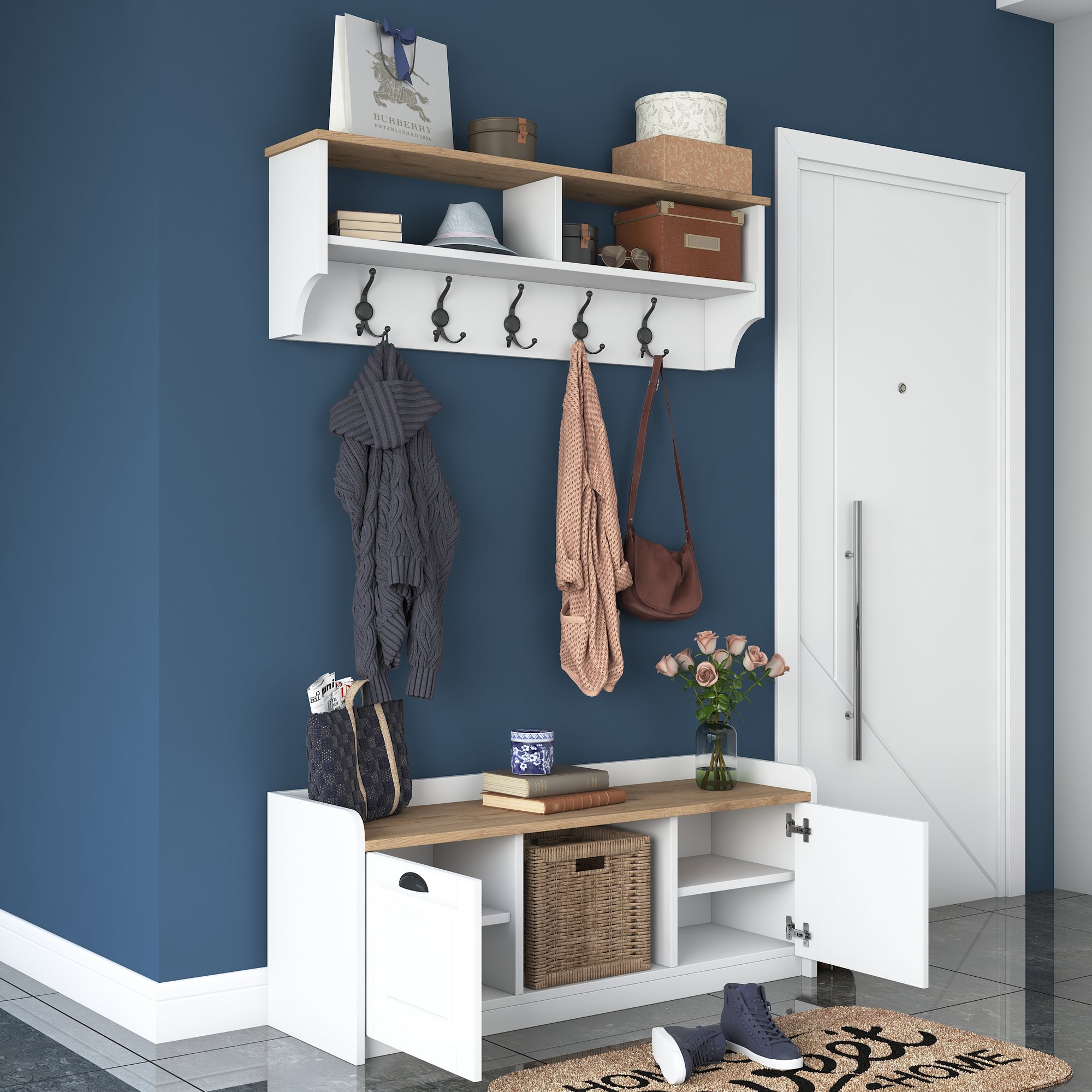 P2 wardrobe wood veneer White