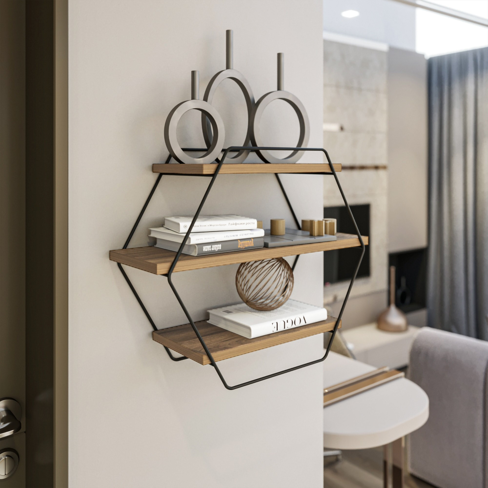Azra Wall shelf wood veneer