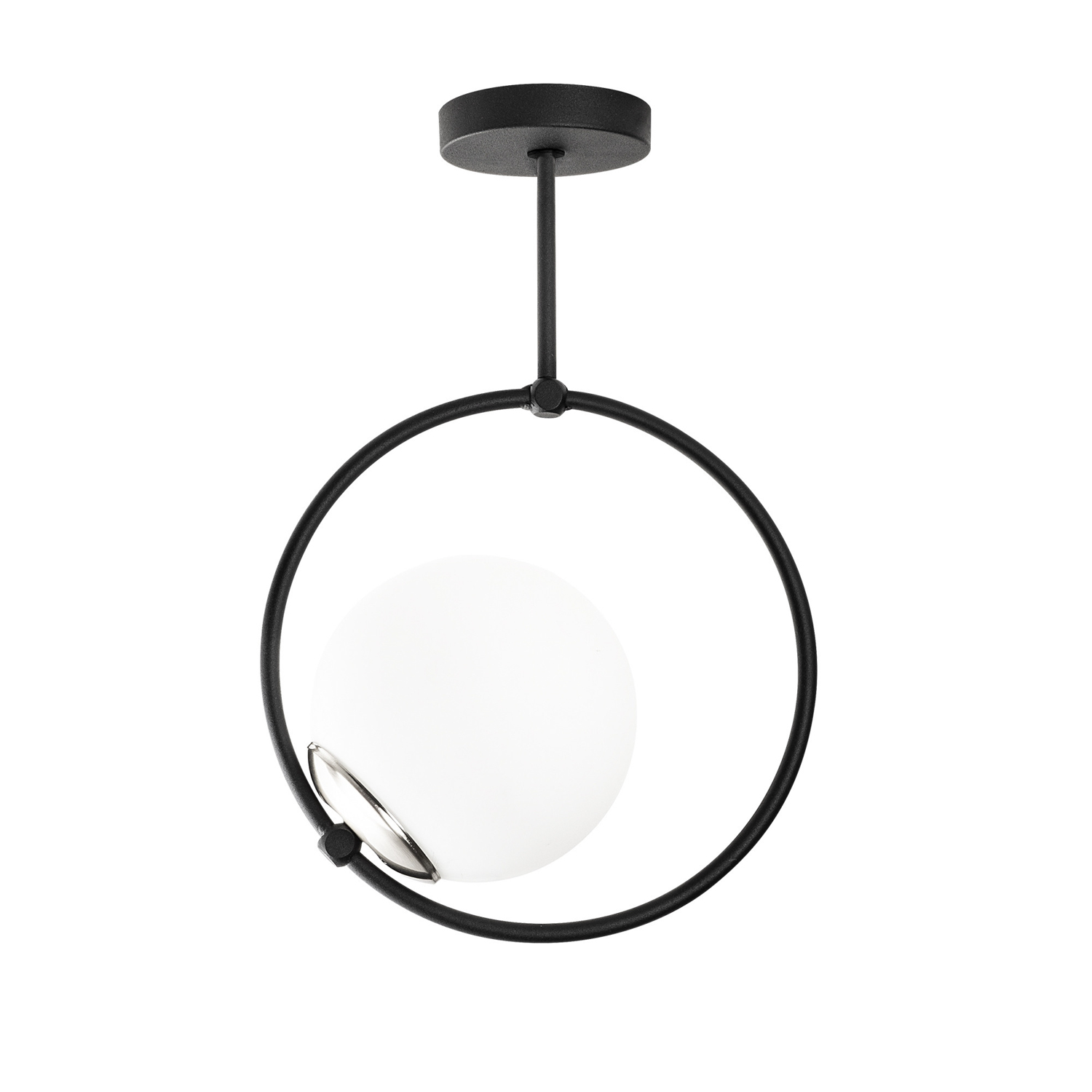 Lampada a sospensione sfera di vetro e metallo