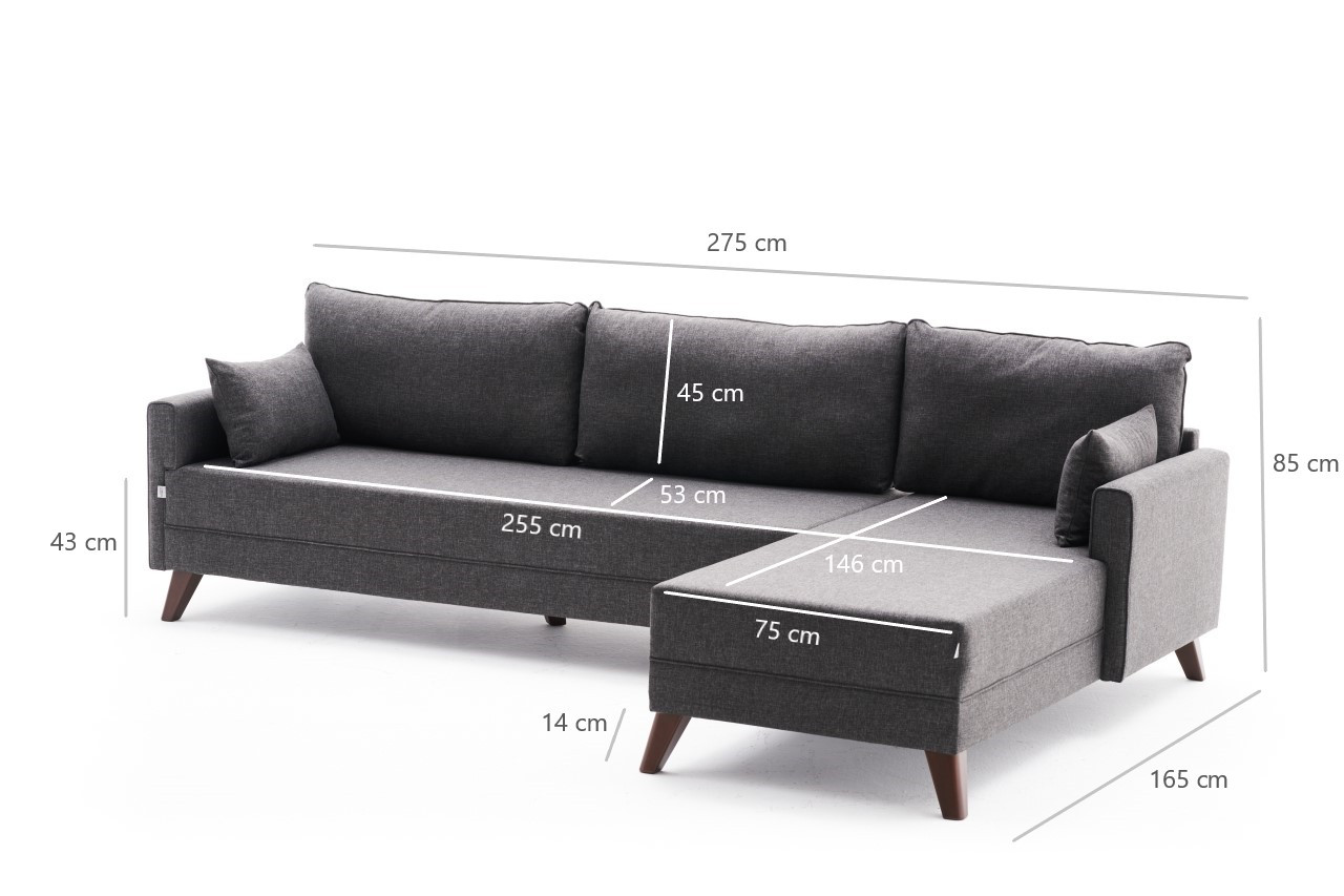 Bella Sofa Chaise Lounge Right Anthracite
