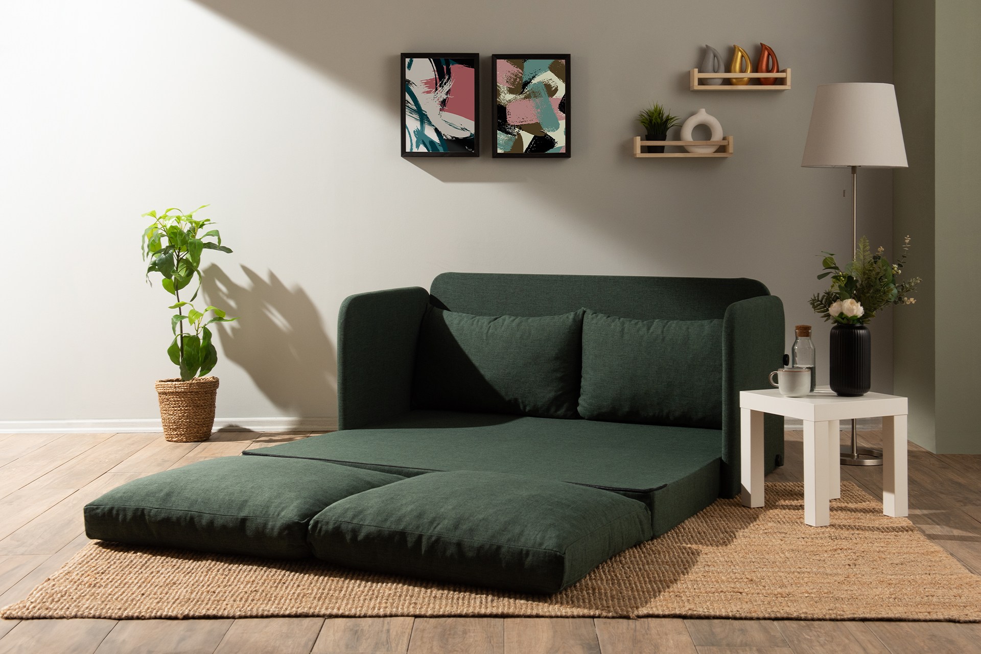 Saga Xl Sofa bed 2-seater Green