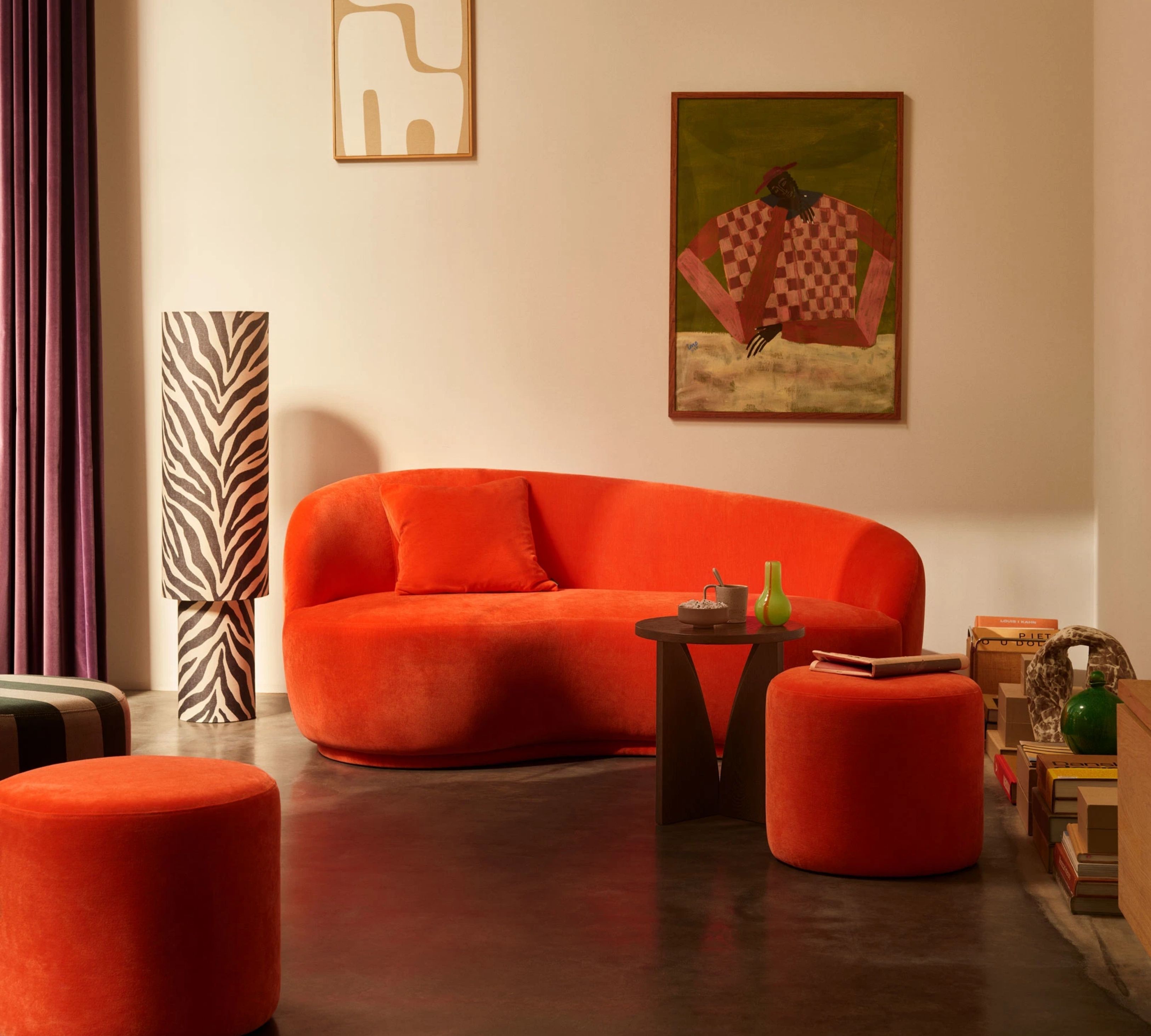 Rose Sofa 2,5-Sitzer Moss Cherry