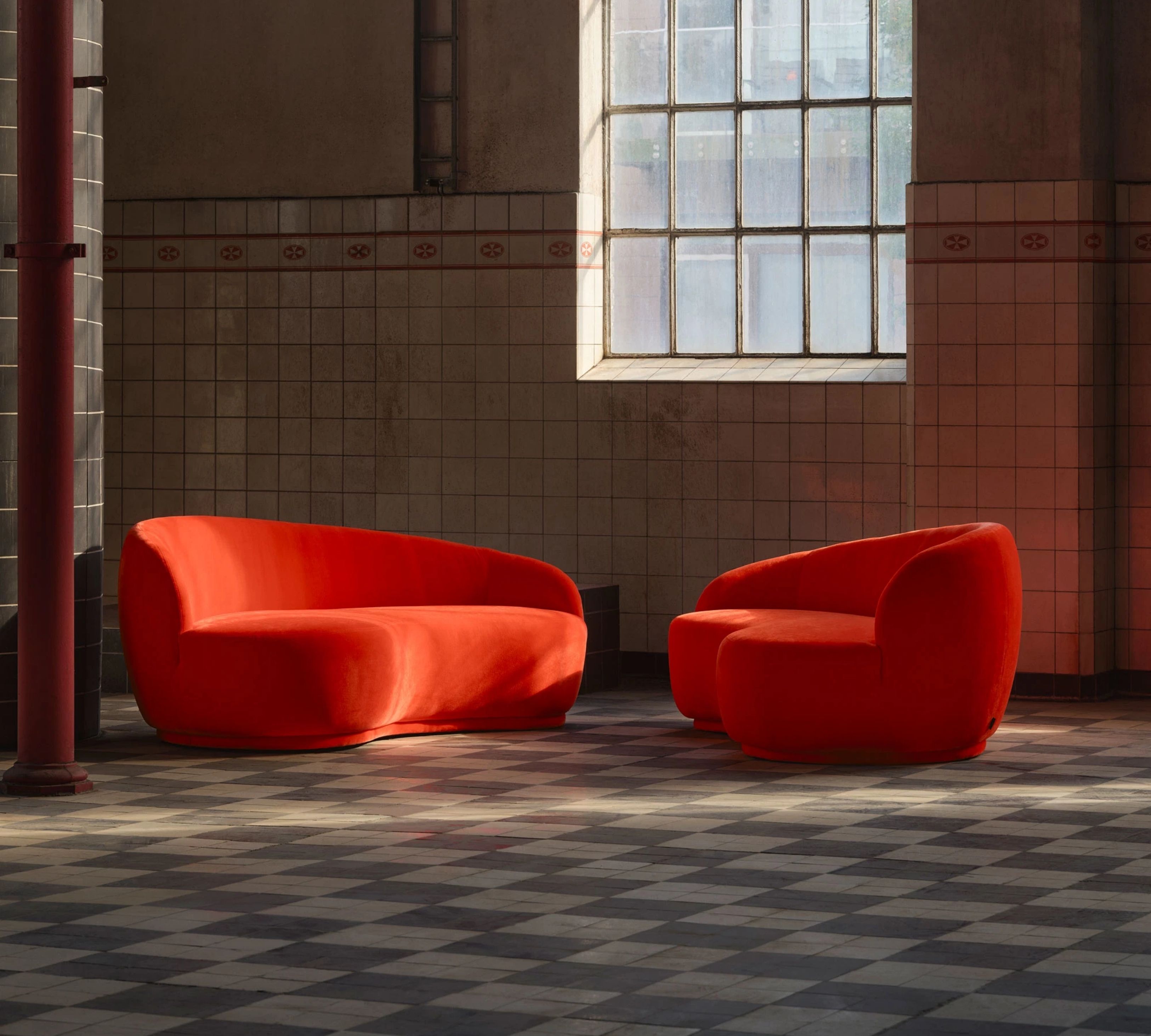 Rose Sofa 2,5-Sitzer Moss Cherry
