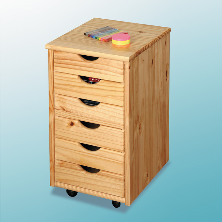 Rollcontainer Nils Kiefer natur Echtholz