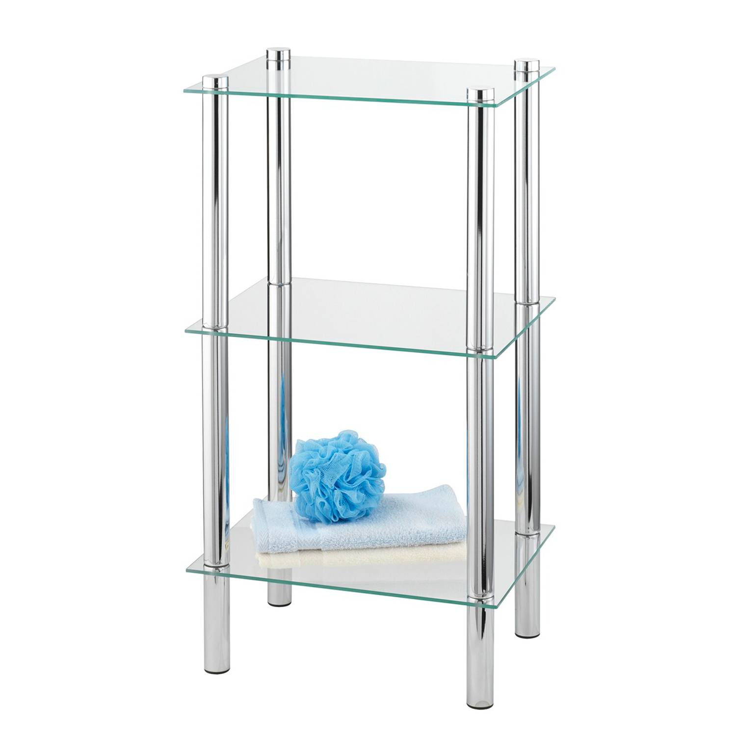 Regal Yago Glas / Metall Chrom Höhe: 74 cm