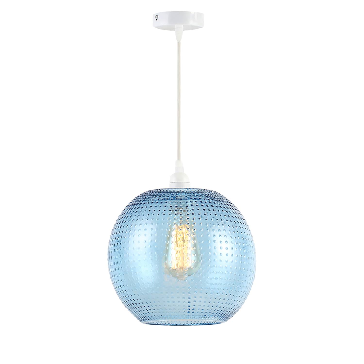 Pendelleuchte Rita Glas / Eisen 1-flammig Blau