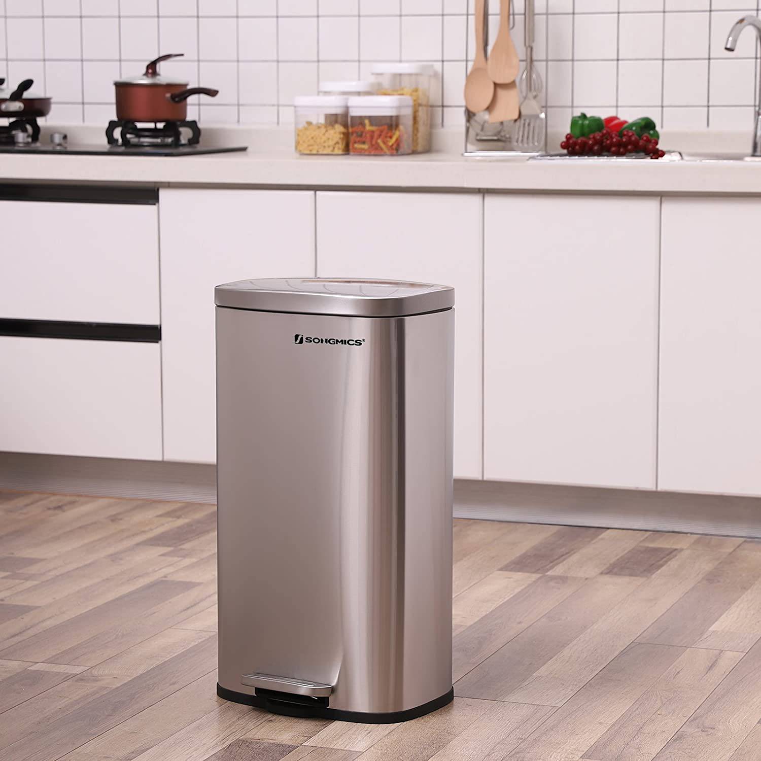 Mülleimer Milizac II Stahl / Polypropylen Silber