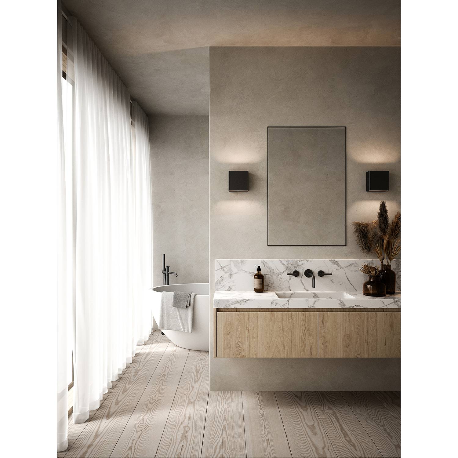 LED-Wandleuchte Turn Aluminium 2-flammig Schwarz