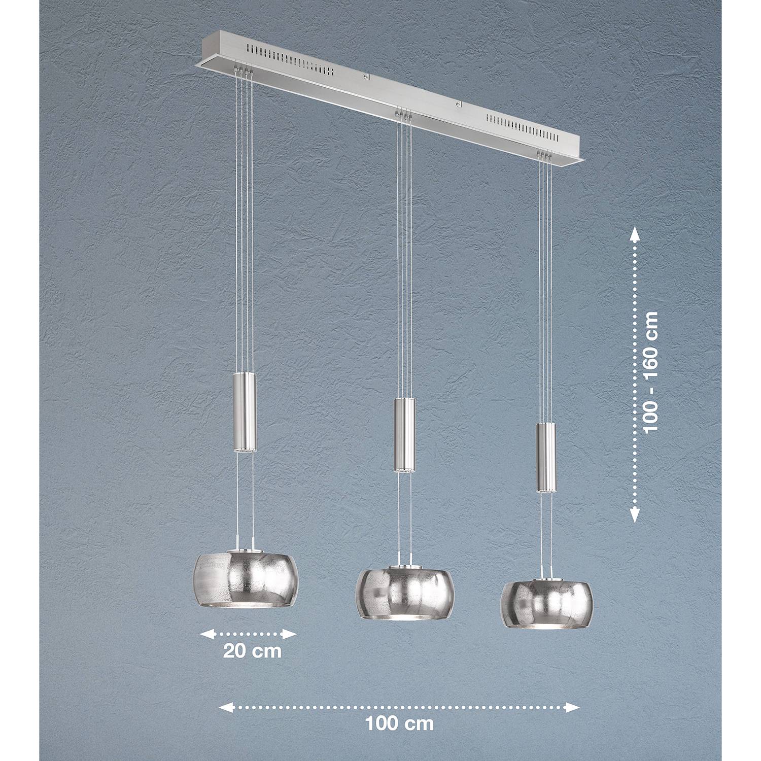LED-Pendelleuchte Carov I Eisen 3-flammig